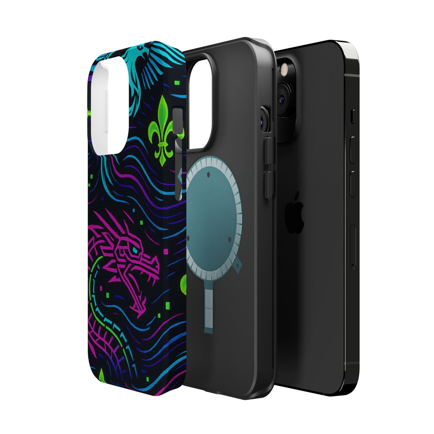 Dynamic Dragon Magnetic Phone Case | Colorful Floral Design | Gift for Gamers, Fantasy Lovers, Halloween, Unique Accessories
