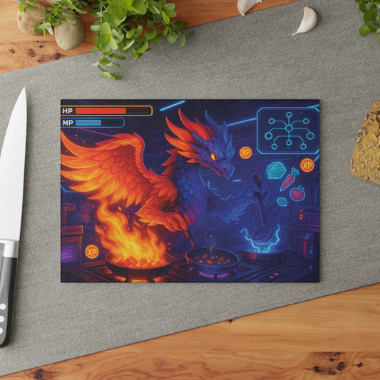 Fantasy Dragon Glass Cutting Board | Unique Kitchen Decor, Gamer Gift, Cooking Accessory, Housewarming Present, D&D Themed Kitchenware