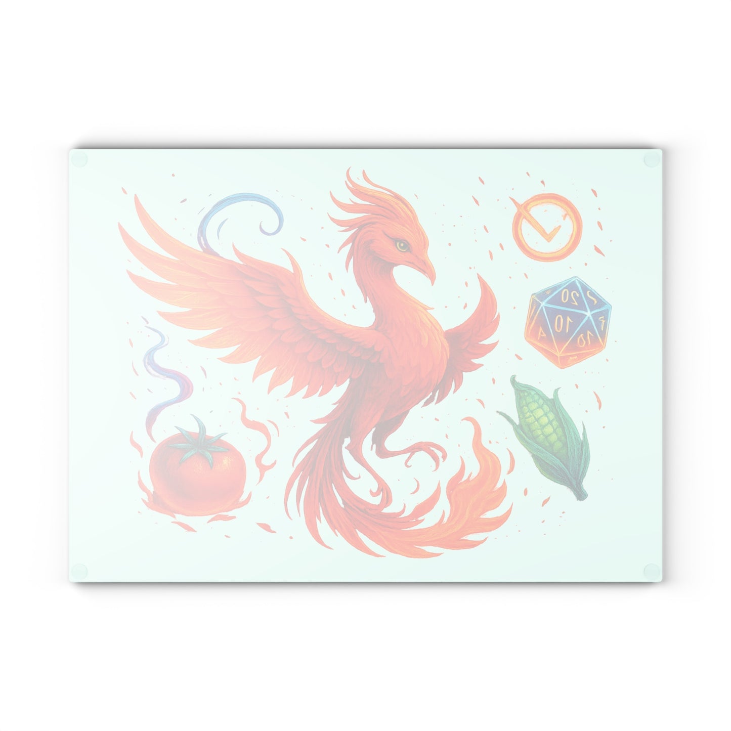 Vibrant Phoenix Glass Cutting Board - Unique Kitchen Decor, Ideal for Gamers, Great Gift for Holidays, BBQ, and Housewarming!