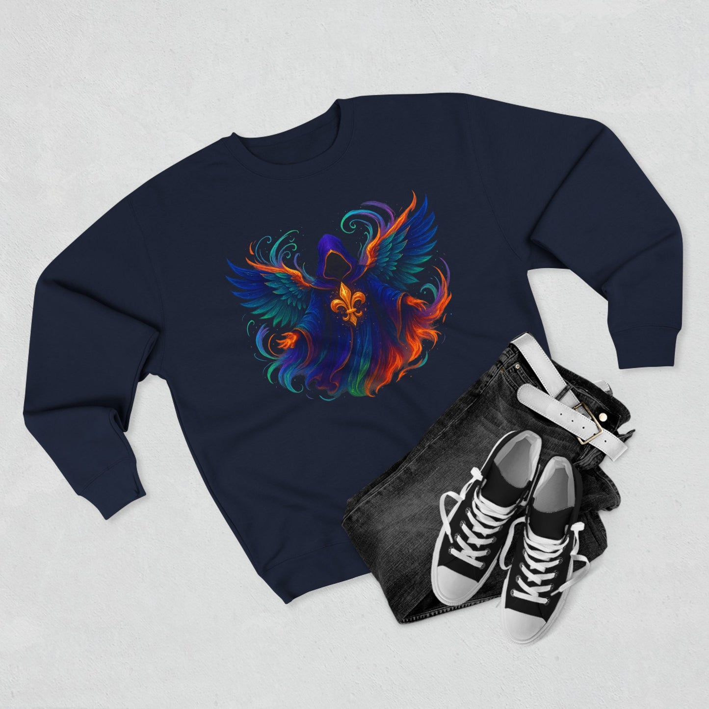 Mystical Angel Sweatshirt - Cozy Apparel, Unisex Crewneck, Spiritual Gift, Boho Style, Unique Graphic Design