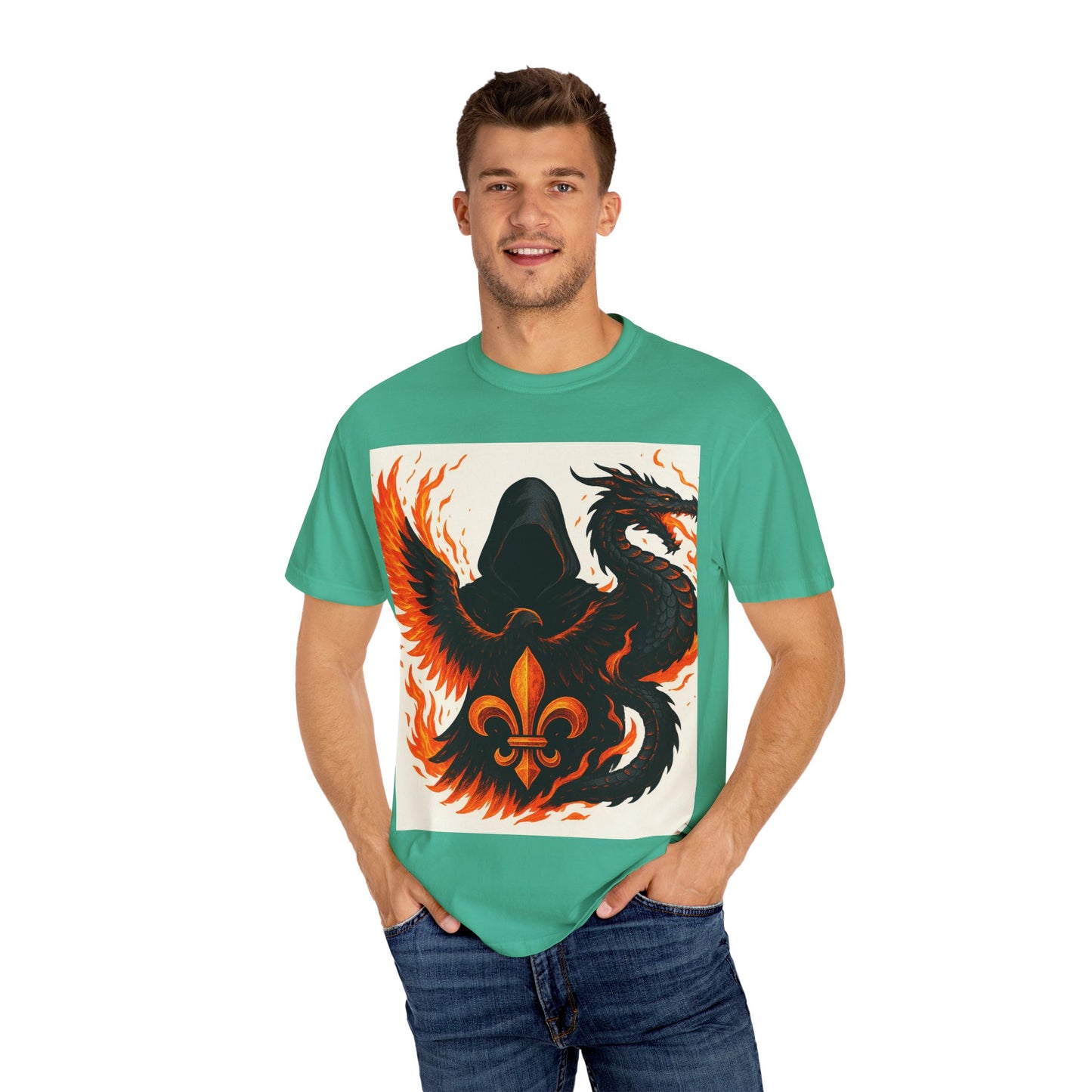 Bold Dragon and Phoenix Graphic Tee, Unisex T-Shirt for Fantasy Lovers, Unique Gift for Birthdays, Casual Wear, Graphic Shirt