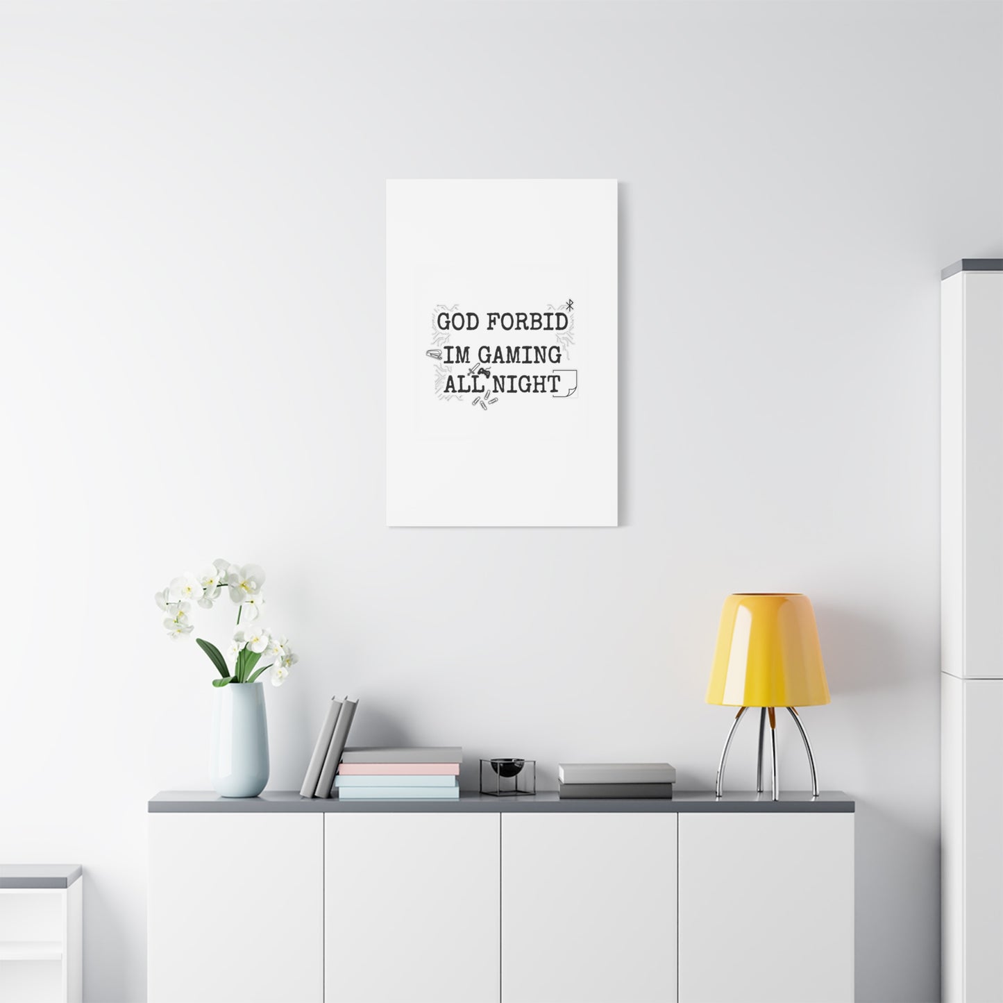 God Forbid I'm Gaming All Night Canvas | Sarcastic Office Humor, 90s Aesthetic