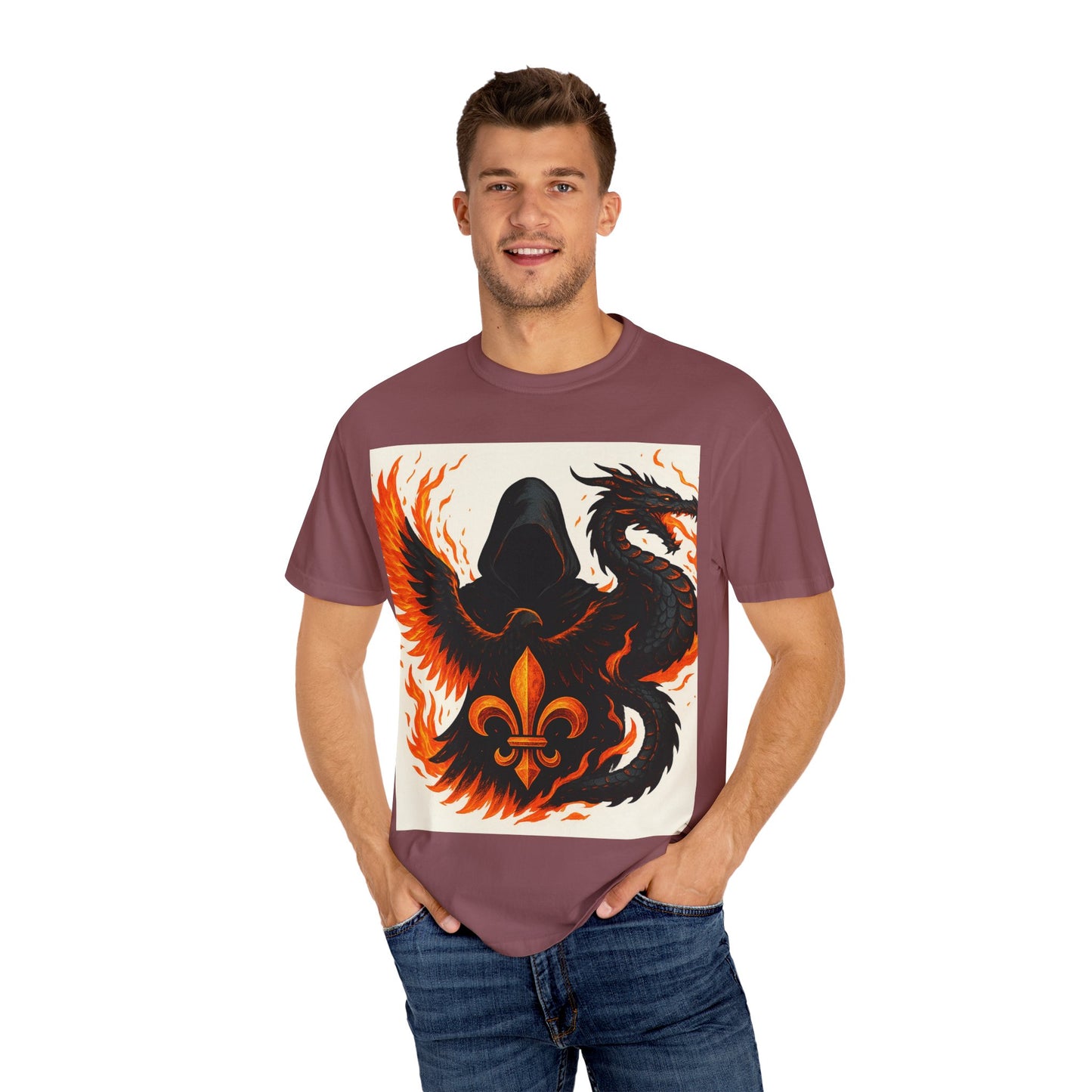 Bold Dragon and Phoenix Graphic Tee, Unisex T-Shirt for Fantasy Lovers, Unique Gift for Birthdays, Casual Wear, Graphic Shirt