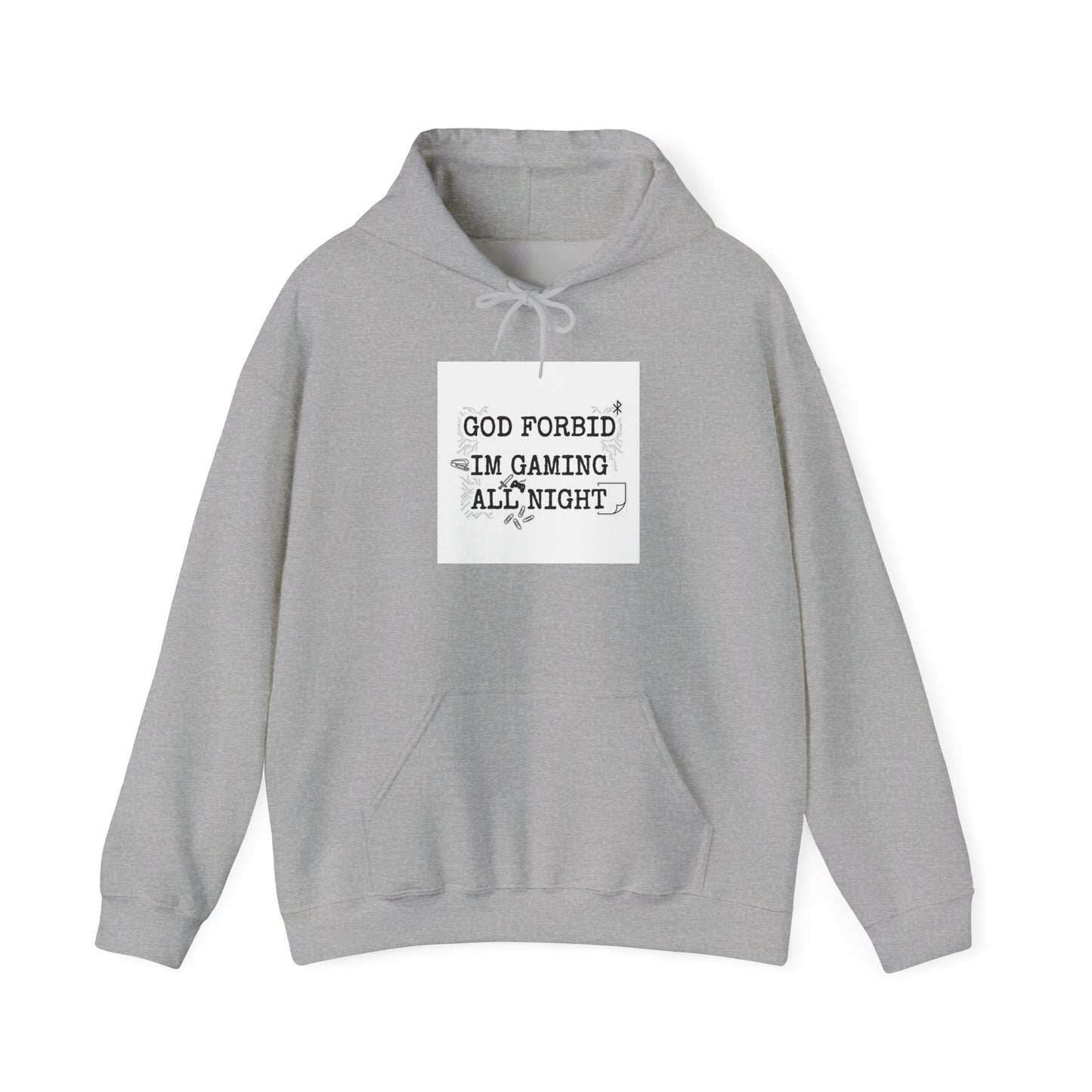 God Forbid, I’m Gaming All Night Hoodie | Sarcastic Shirt, 90s Office Typography