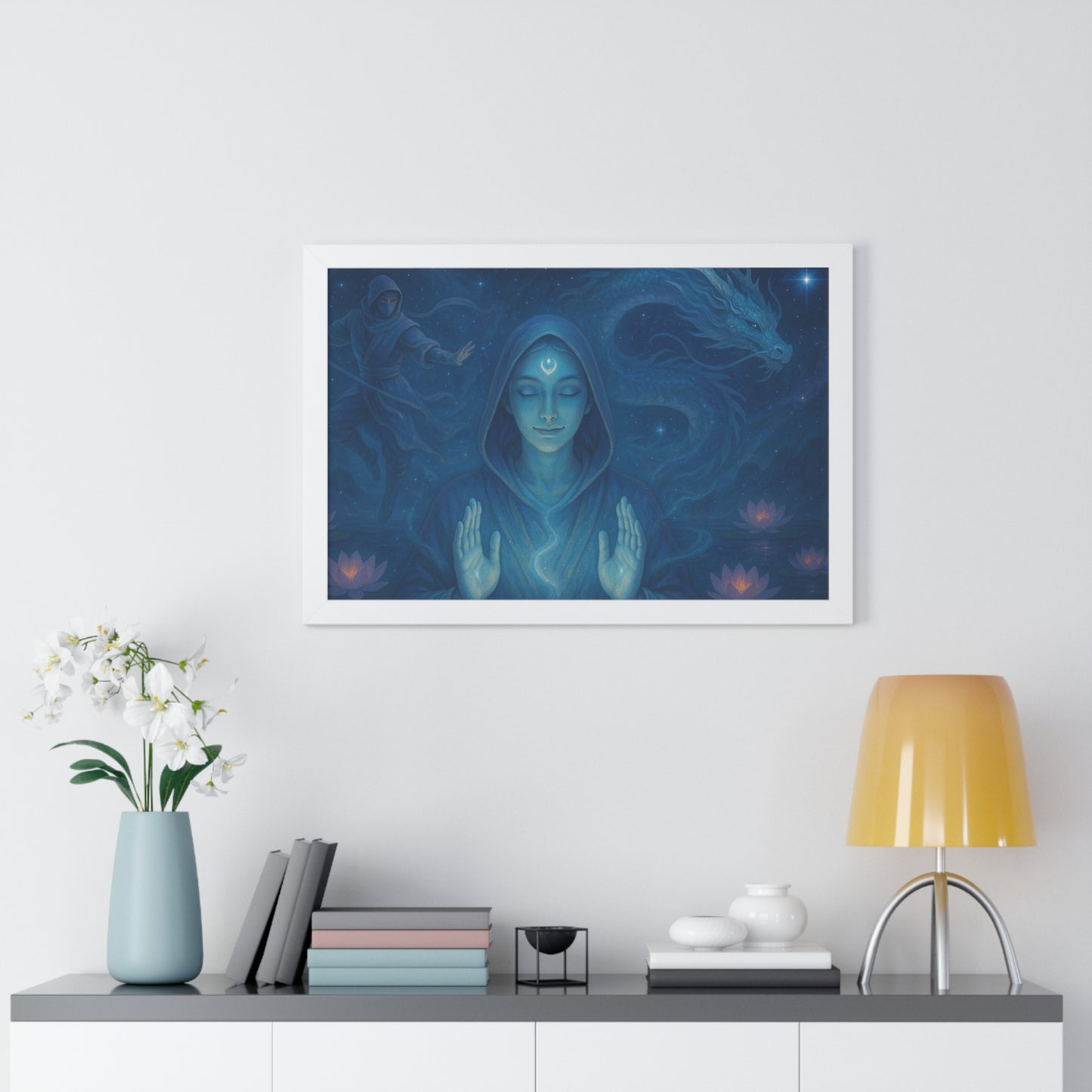 Mystical Framed Poster, Spiritual Wall Art, Meditative Decor, Fantasy Artwork, Mindfulness Gift, Home Aesthetic
