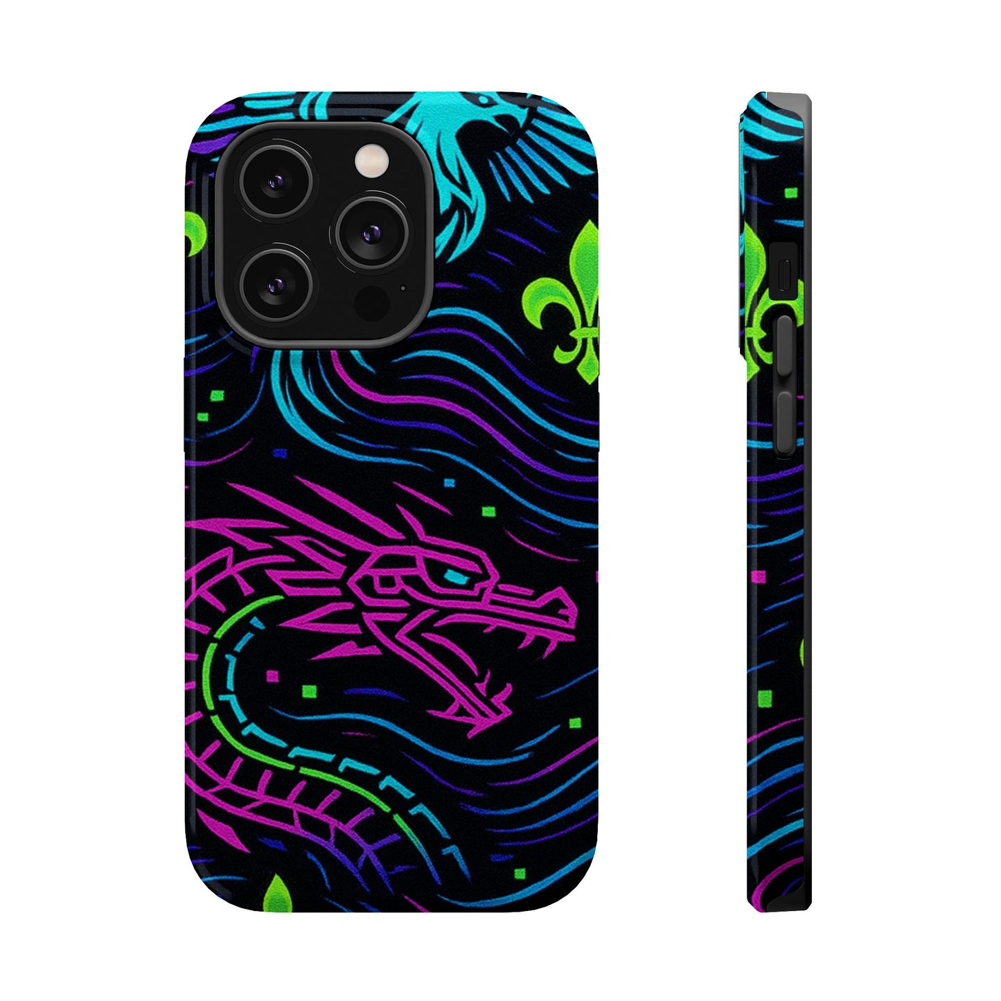 Dynamic Dragon Magnetic Phone Case | Colorful Floral Design | Gift for Gamers, Fantasy Lovers, Halloween, Unique Accessories