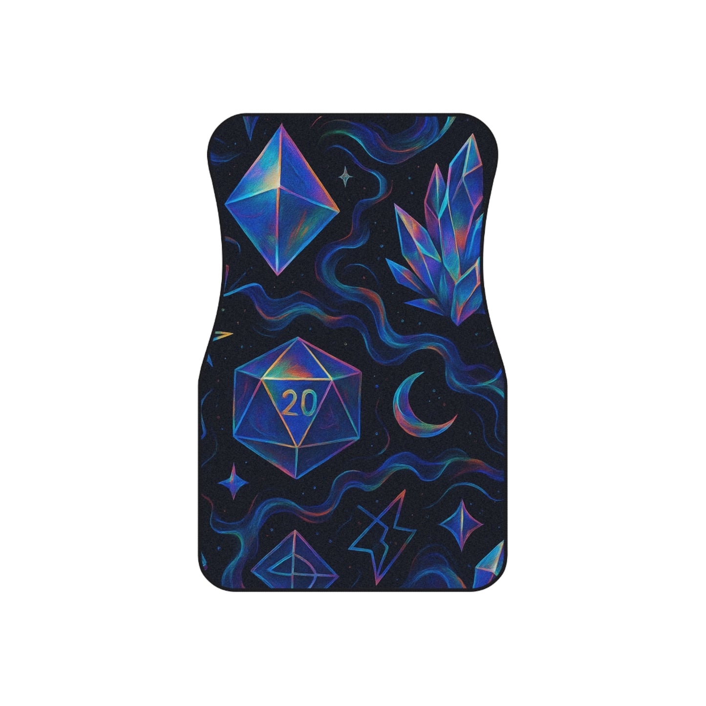 Fantasy Car Mats Set - Cosmic Crystal Design for Gamers, Bohemian Car Accessories, Gift for D&D Lovers, Unique Auto Decor