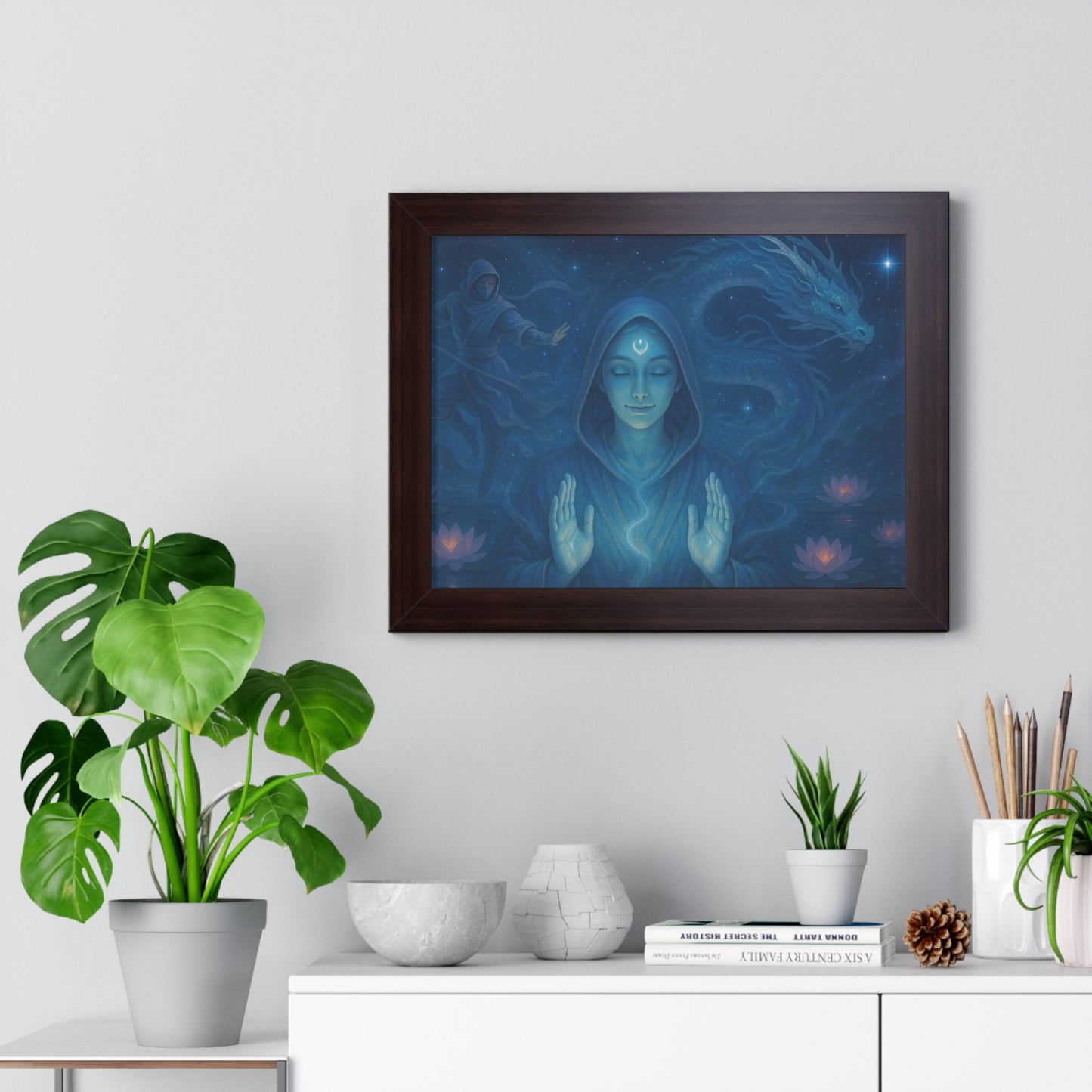 Mystical Framed Poster, Spiritual Wall Art, Meditative Decor, Fantasy Artwork, Mindfulness Gift, Home Aesthetic