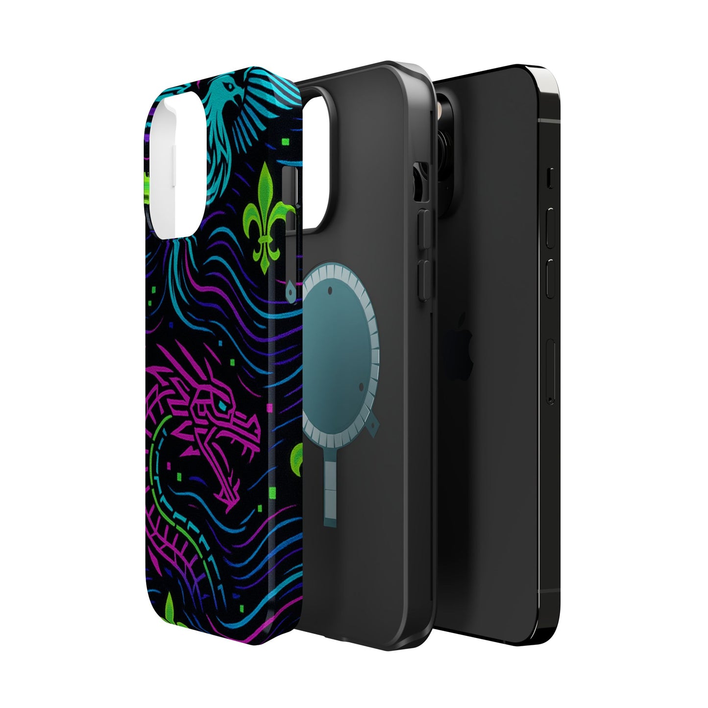 Dynamic Dragon Magnetic Phone Case | Colorful Floral Design | Gift for Gamers, Fantasy Lovers, Halloween, Unique Accessories
