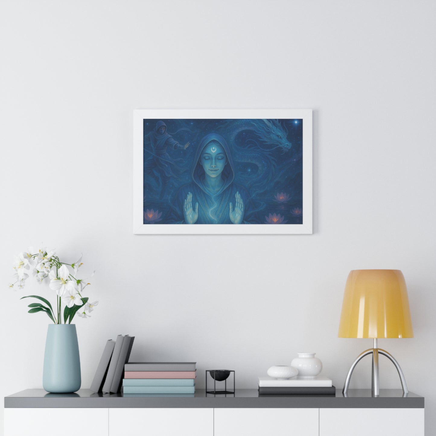 Mystical Framed Poster, Spiritual Wall Art, Meditative Decor, Fantasy Artwork, Mindfulness Gift, Home Aesthetic