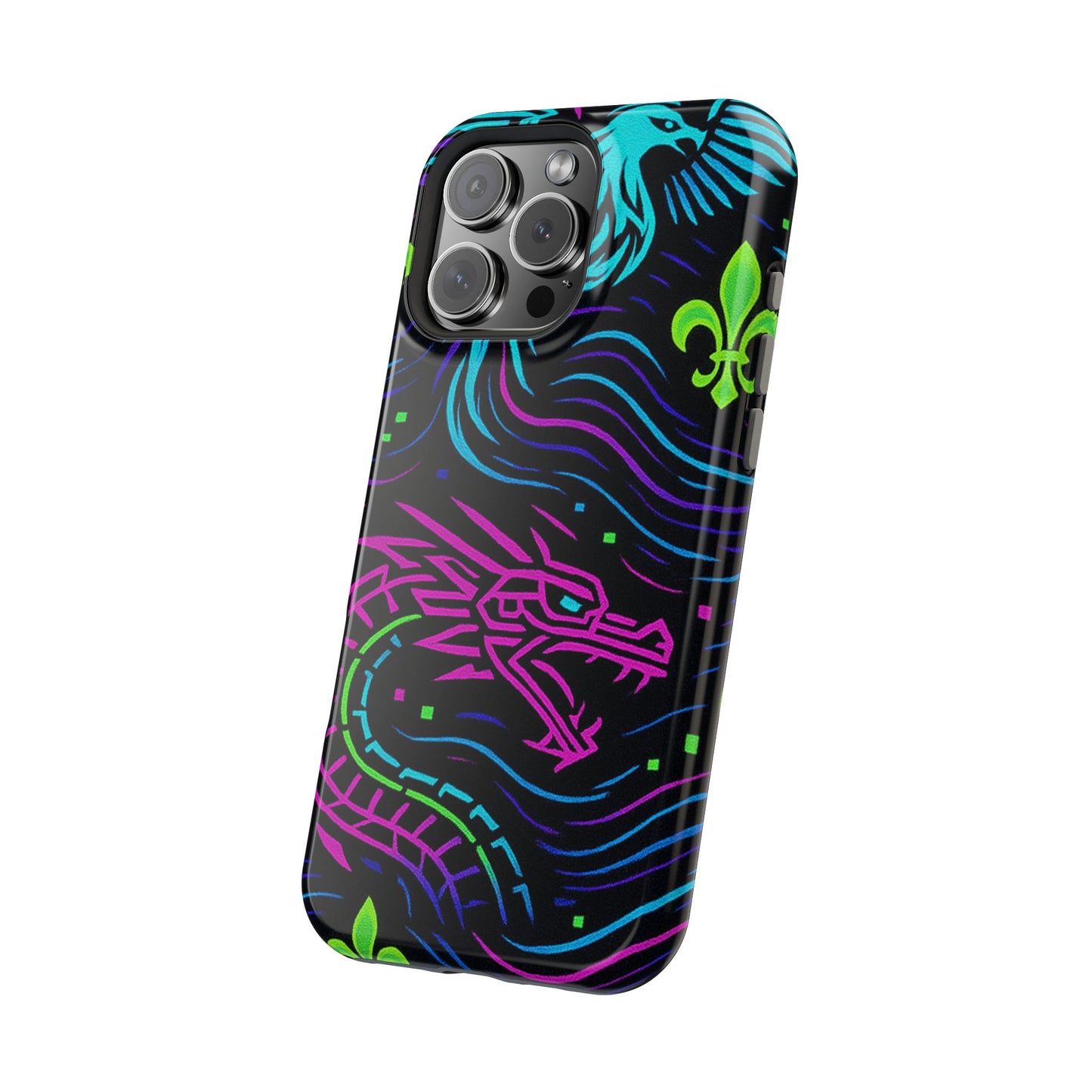 Dynamic Dragon Magnetic Phone Case | Colorful Floral Design | Gift for Gamers, Fantasy Lovers, Halloween, Unique Accessories