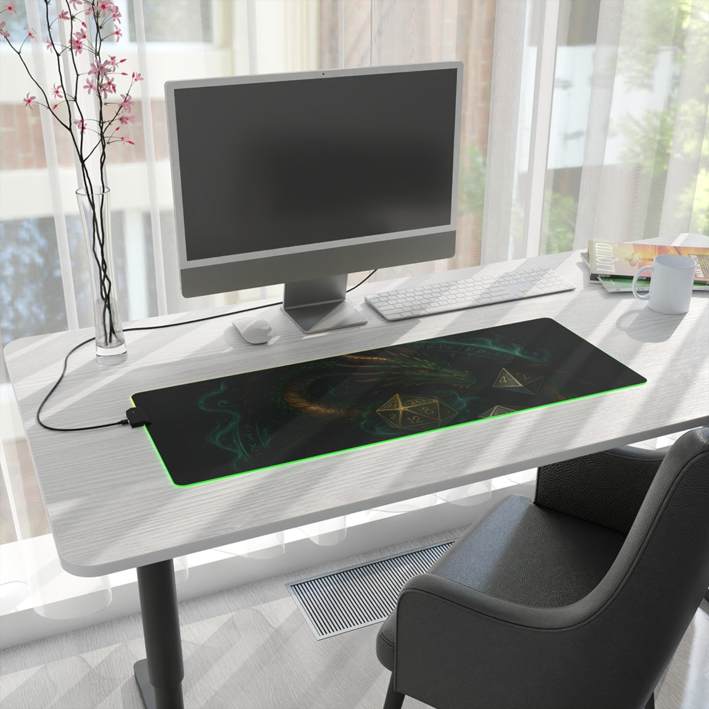 LED Gaming Mouse Pad with Dragon Design - Perfect for Gamers, Dungeons & Dragons, Gaming Setup, Gifts, Room Decor