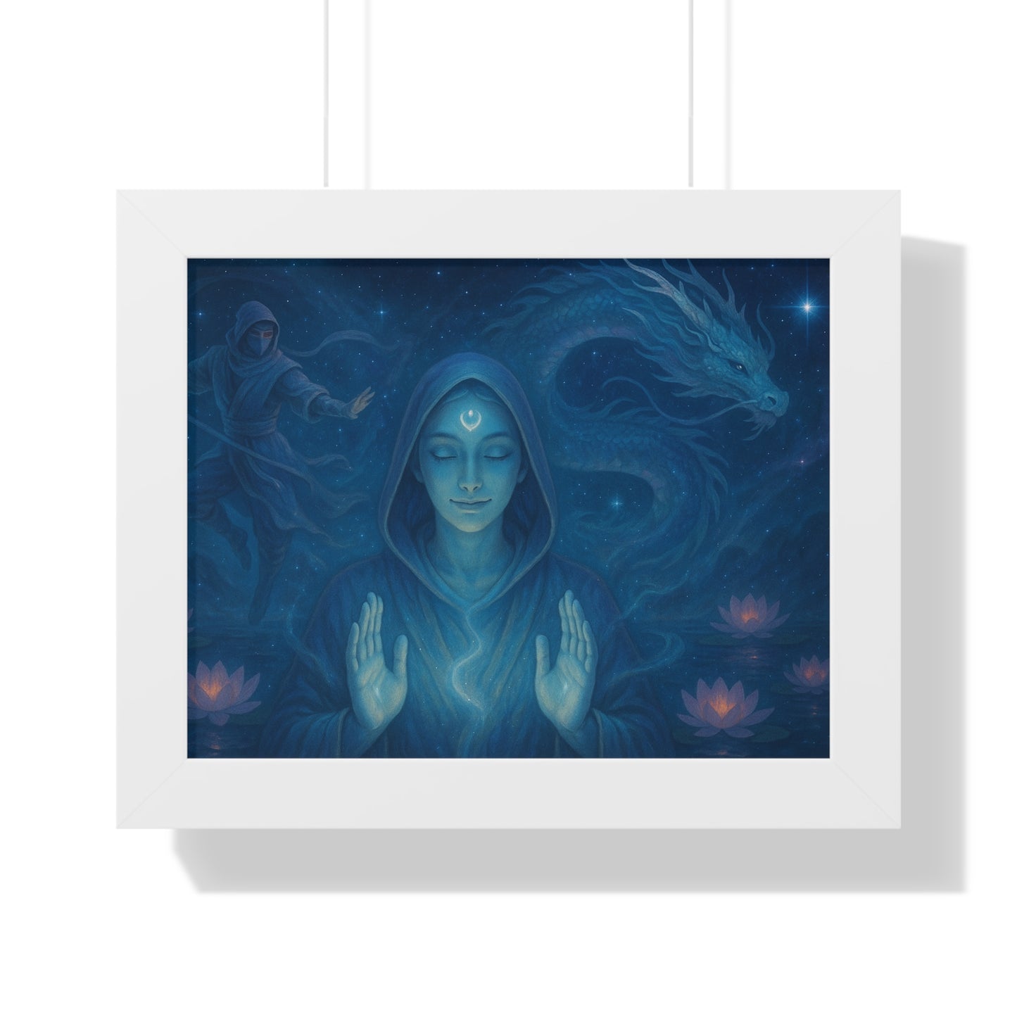 Mystical Framed Poster, Spiritual Wall Art, Meditative Decor, Fantasy Artwork, Mindfulness Gift, Home Aesthetic