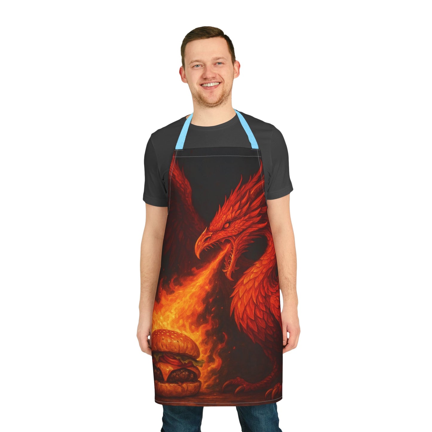 Fiery Dragon Apron, Perfect for Cooking Gifts, BBQ Nights, Grilling Accessories, Unique Kitchen Decor, Fantasy Themed Cooking