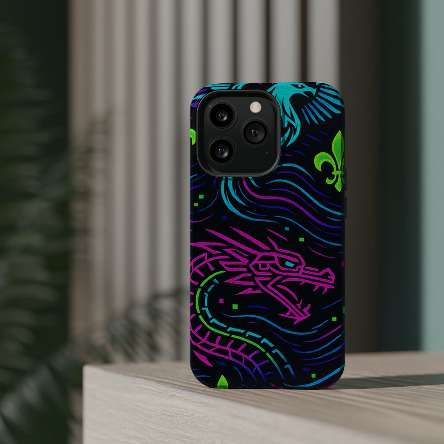 Dynamic Dragon Magnetic Phone Case | Colorful Floral Design | Gift for Gamers, Fantasy Lovers, Halloween, Unique Accessories