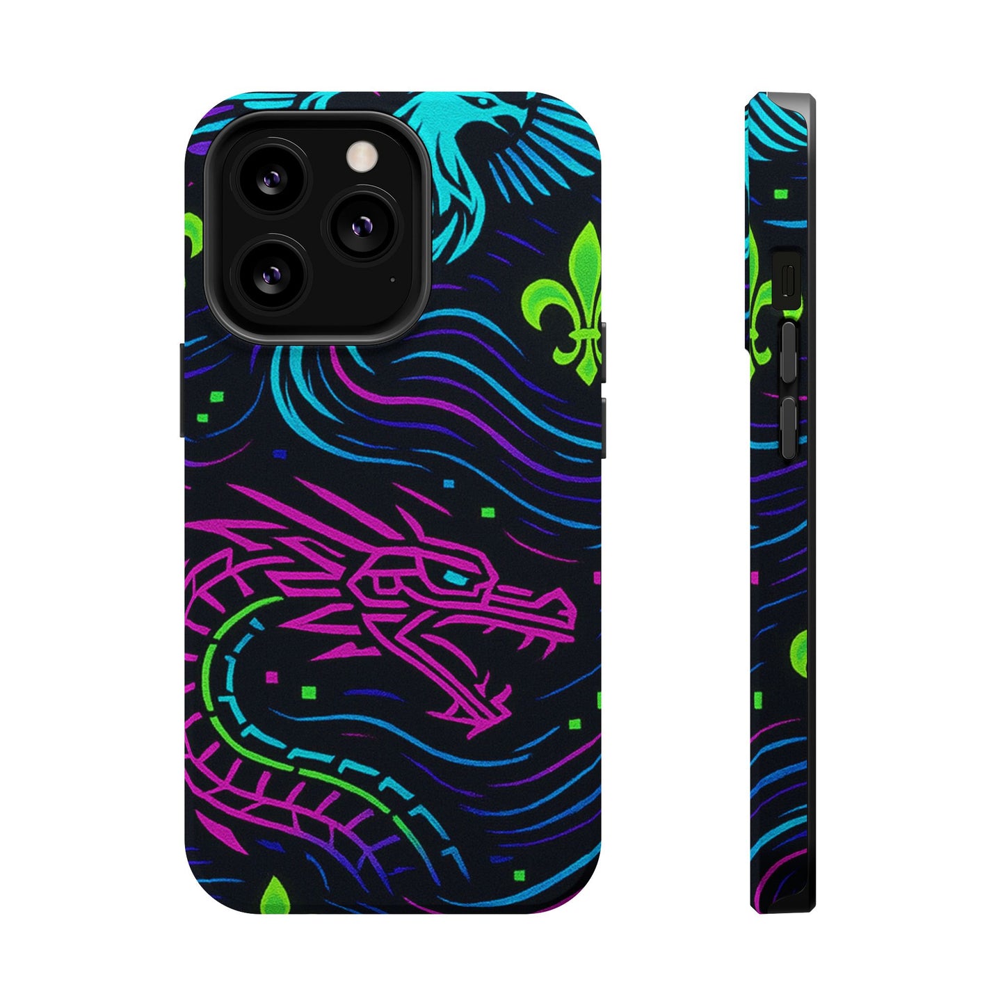 Dynamic Dragon Magnetic Phone Case | Colorful Floral Design | Gift for Gamers, Fantasy Lovers, Halloween, Unique Accessories