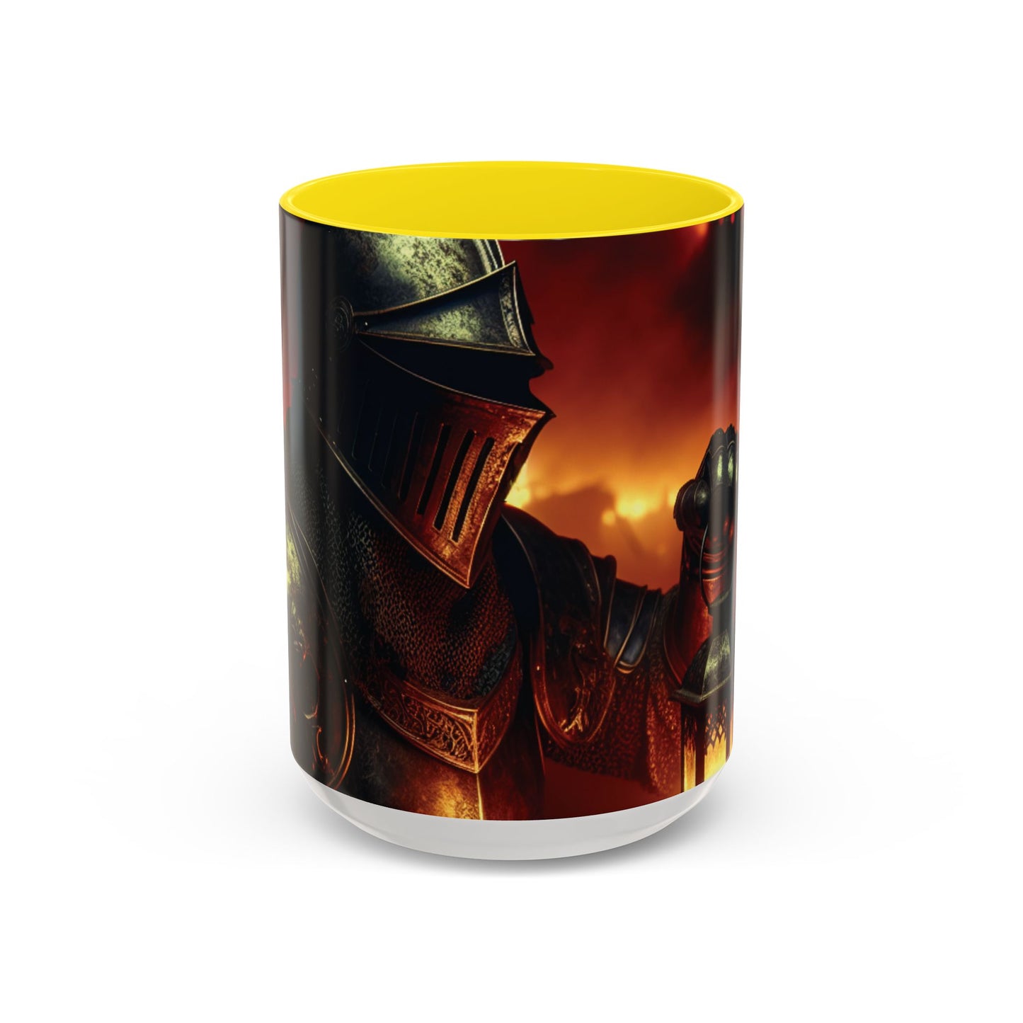 Fierce Knight Accent Coffee Mug | Unique Gift for Fantasy Lovers, Dark Aesthetic Decor, Gamer Essentials, Office Cup, Medieval Art