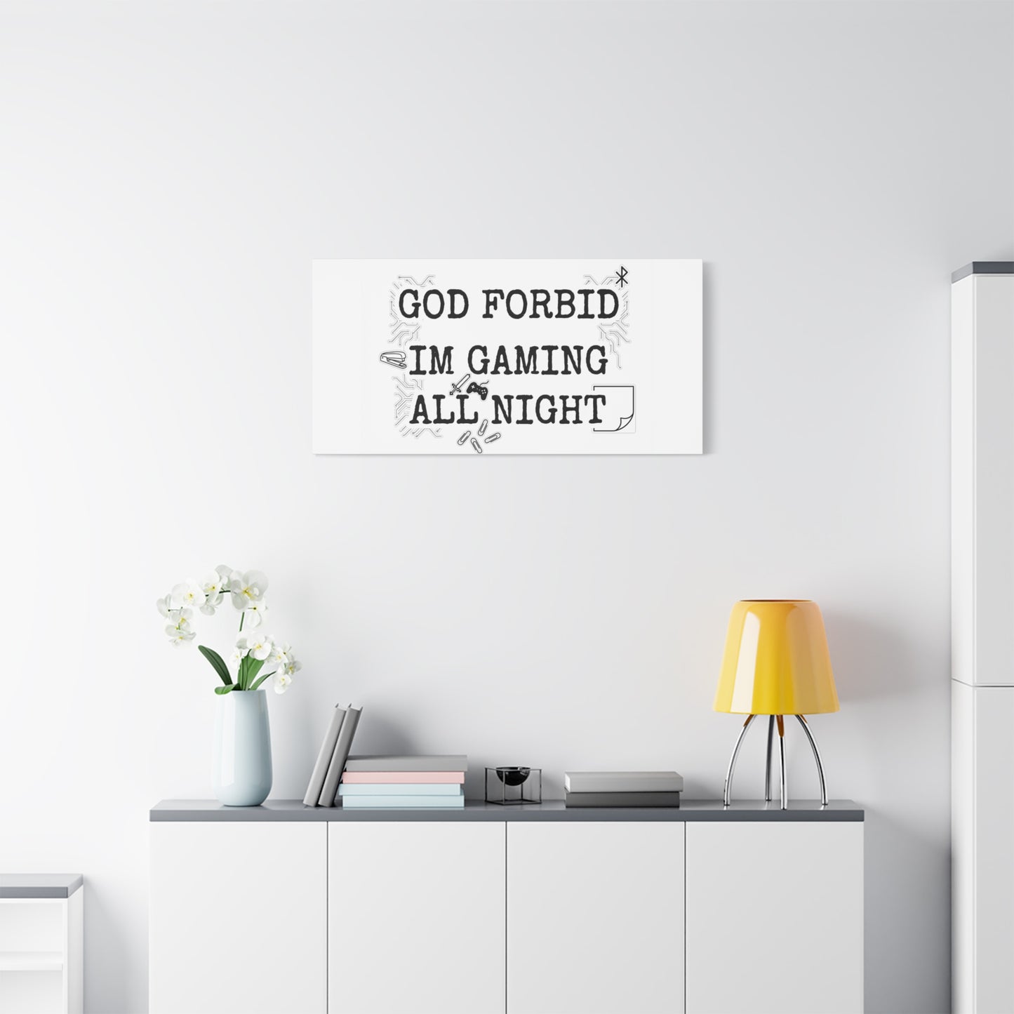 God Forbid I'm Gaming All Night Canvas | Sarcastic Office Humor, 90s Aesthetic