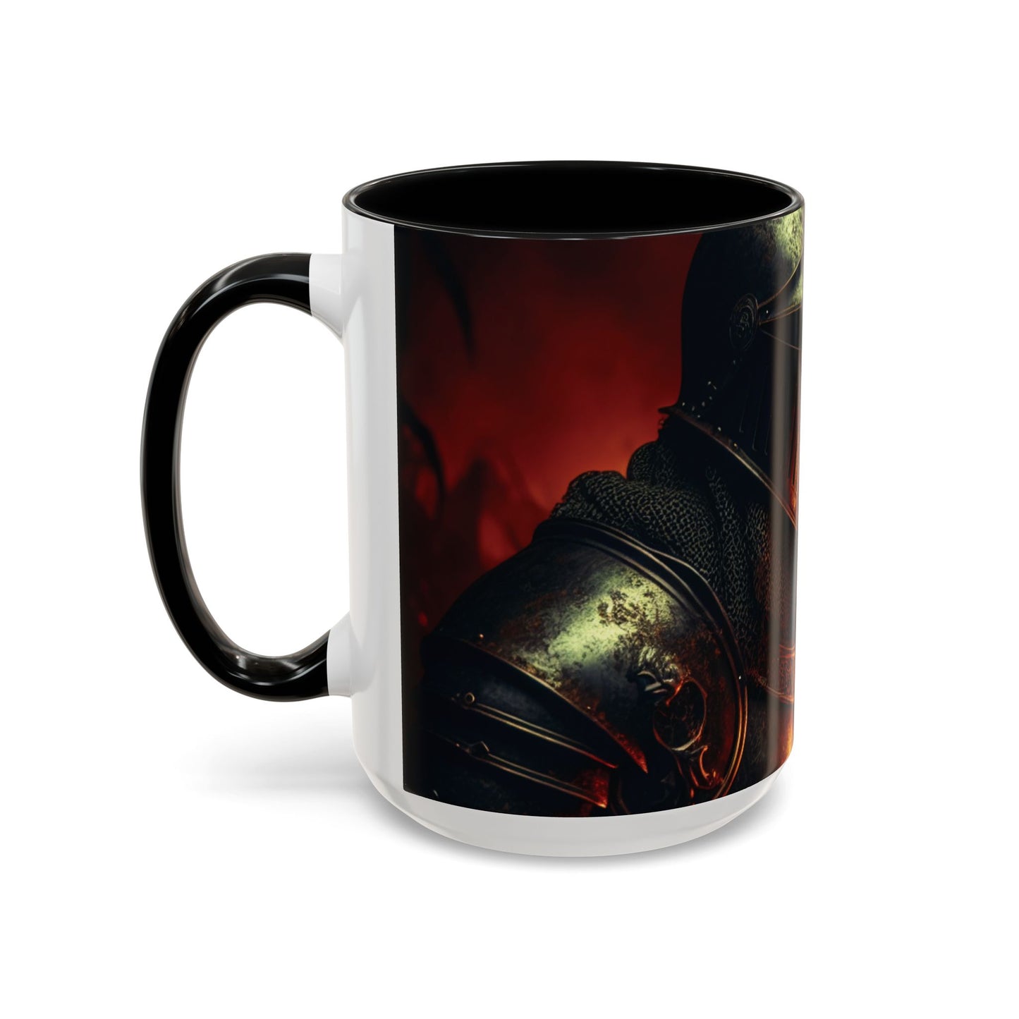 Fierce Knight Accent Coffee Mug | Unique Gift for Fantasy Lovers, Dark Aesthetic Decor, Gamer Essentials, Office Cup, Medieval Art
