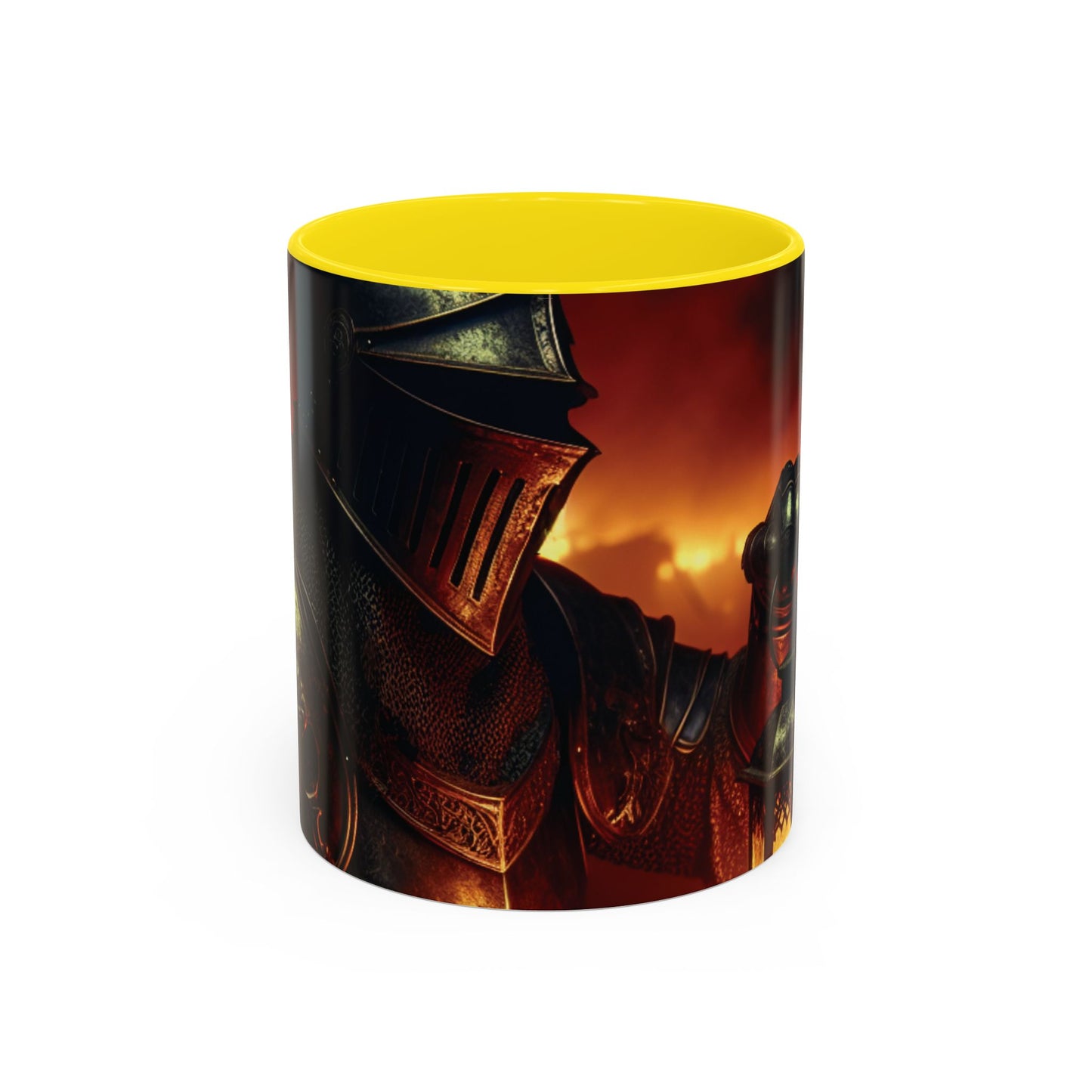 Fierce Knight Accent Coffee Mug | Unique Gift for Fantasy Lovers, Dark Aesthetic Decor, Gamer Essentials, Office Cup, Medieval Art