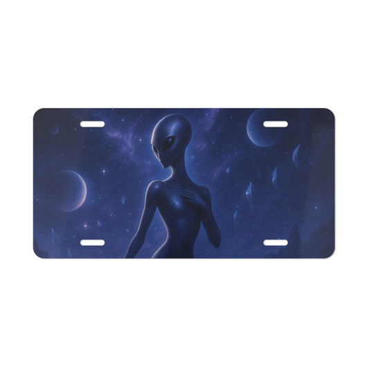 Cosmic Alien Vanity Plate, Unique Car Decor, UFO Enthusiast Gift, Outer Space Theme, Personalized License Plate
