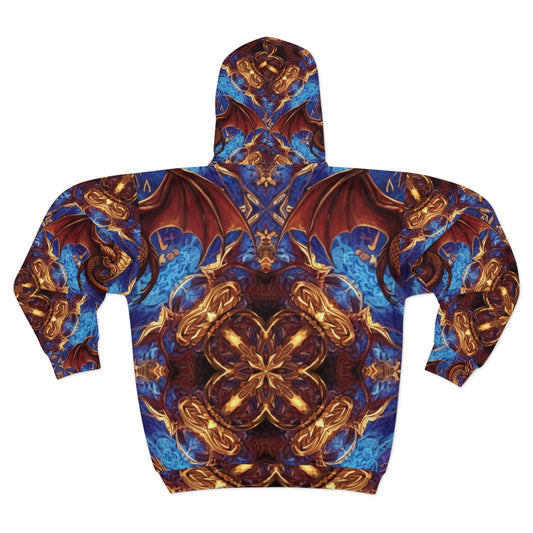 Dragon Kaleidoscope Zip Hoodie – All-Over Print Fantasy Dragon Jacket