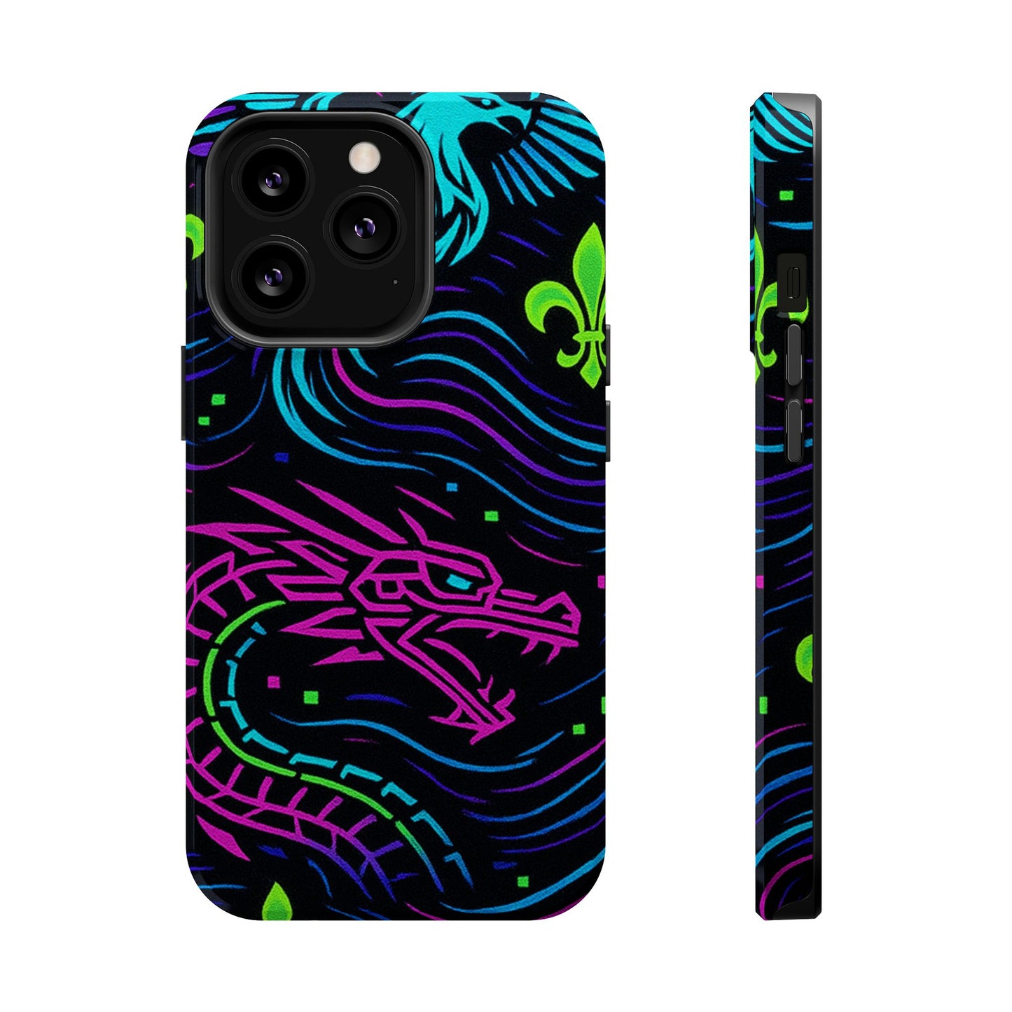 Dynamic Dragon Magnetic Phone Case | Colorful Floral Design | Gift for Gamers, Fantasy Lovers, Halloween, Unique Accessories