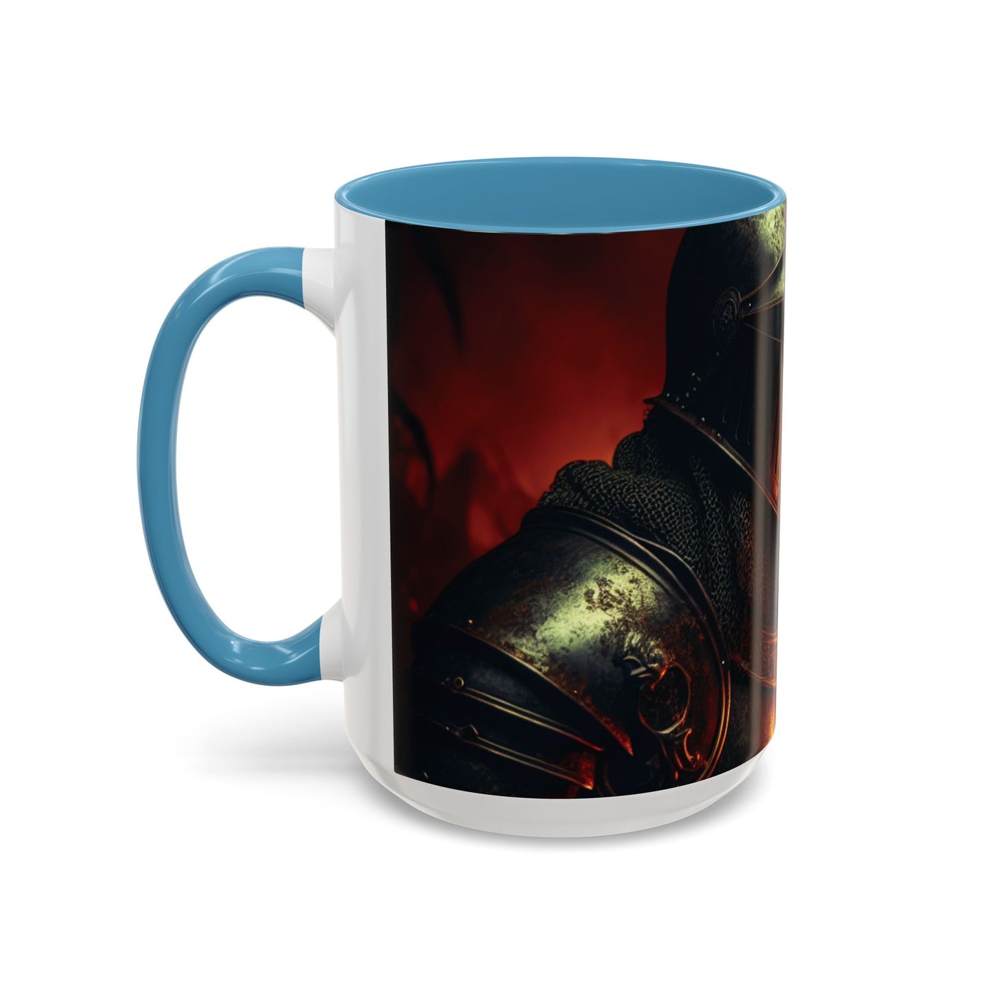 Fierce Knight Accent Coffee Mug | Unique Gift for Fantasy Lovers, Dark Aesthetic Decor, Gamer Essentials, Office Cup, Medieval Art