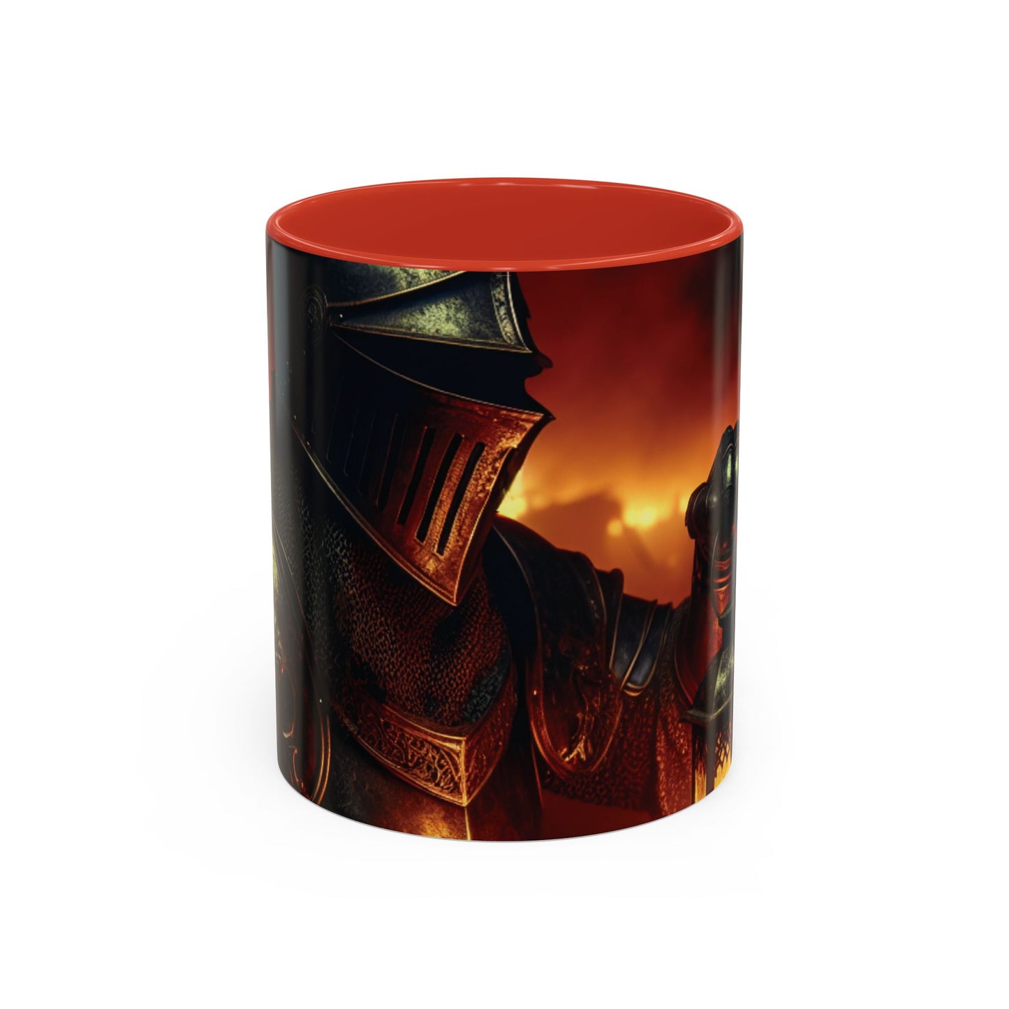 Fierce Knight Accent Coffee Mug | Unique Gift for Fantasy Lovers, Dark Aesthetic Decor, Gamer Essentials, Office Cup, Medieval Art