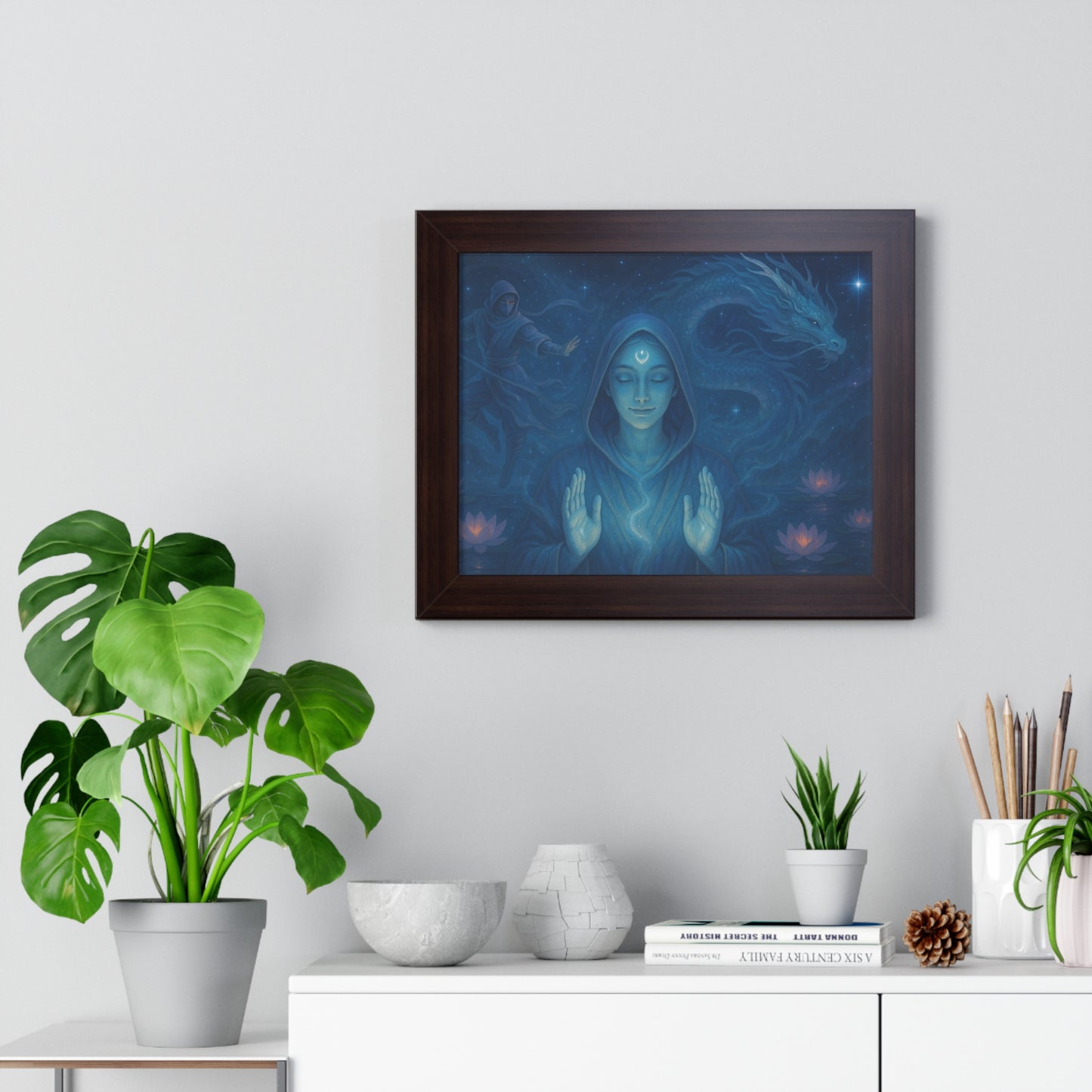 Mystical Framed Poster, Spiritual Wall Art, Meditative Decor, Fantasy Artwork, Mindfulness Gift, Home Aesthetic