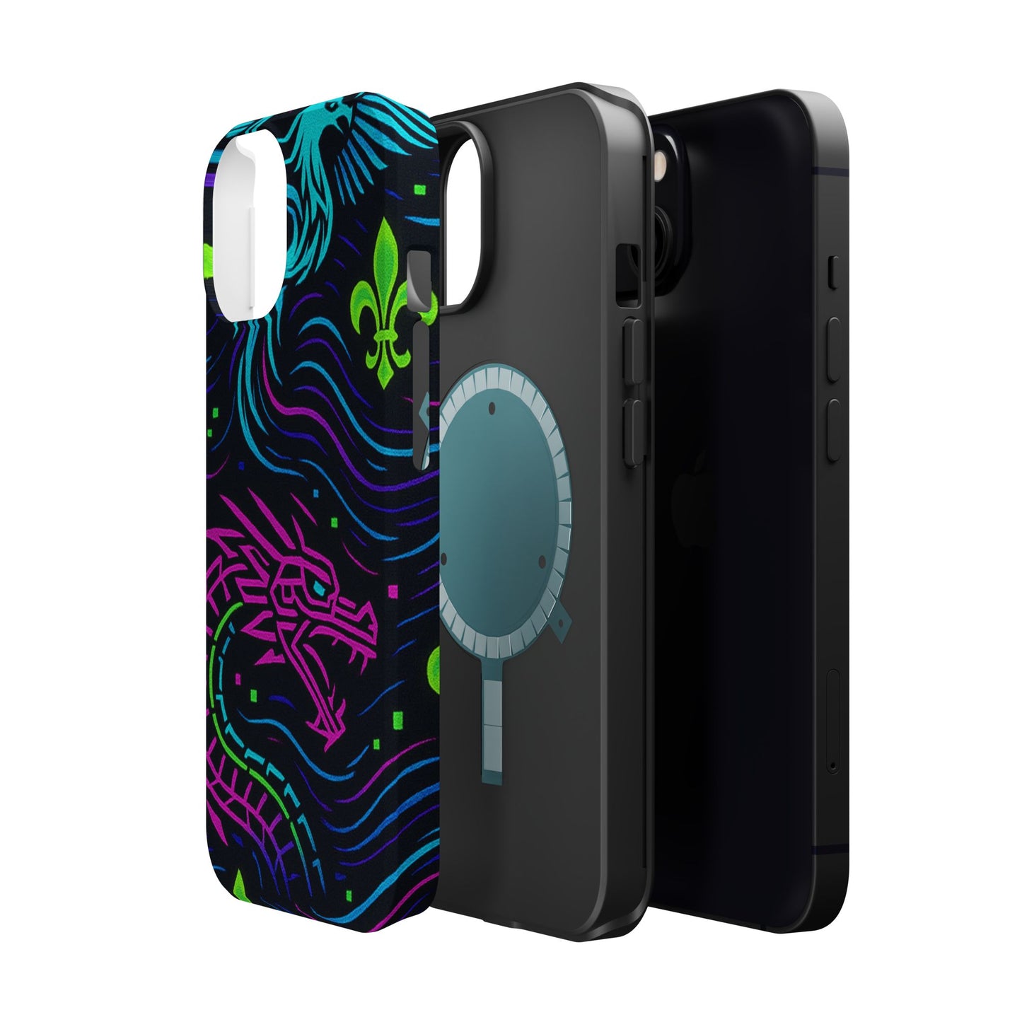 Dynamic Dragon Magnetic Phone Case | Colorful Floral Design | Gift for Gamers, Fantasy Lovers, Halloween, Unique Accessories