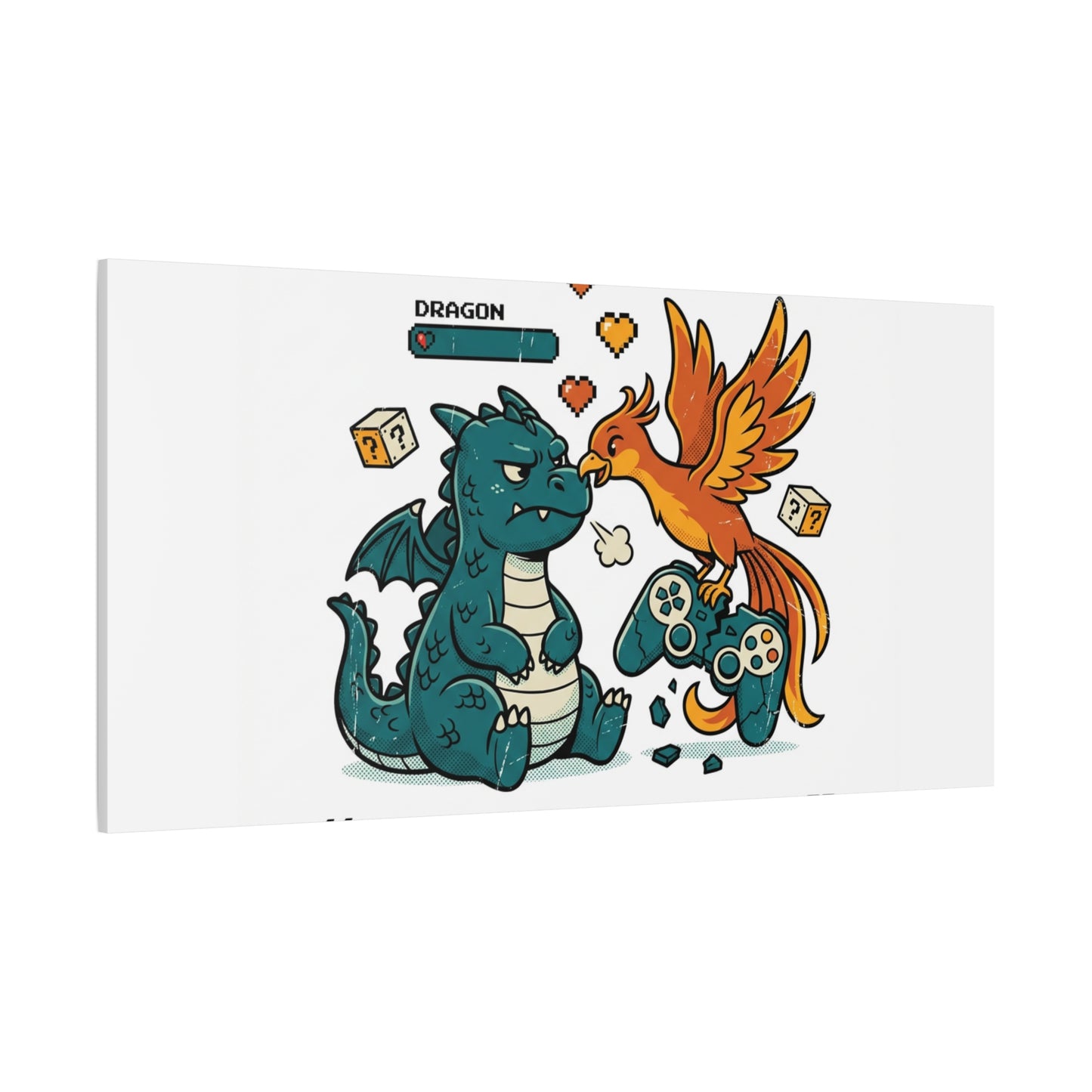 Feed Me XP Canvas | Gamer Dragon Phoenix Wall Art, Neon Meme Skate Style
