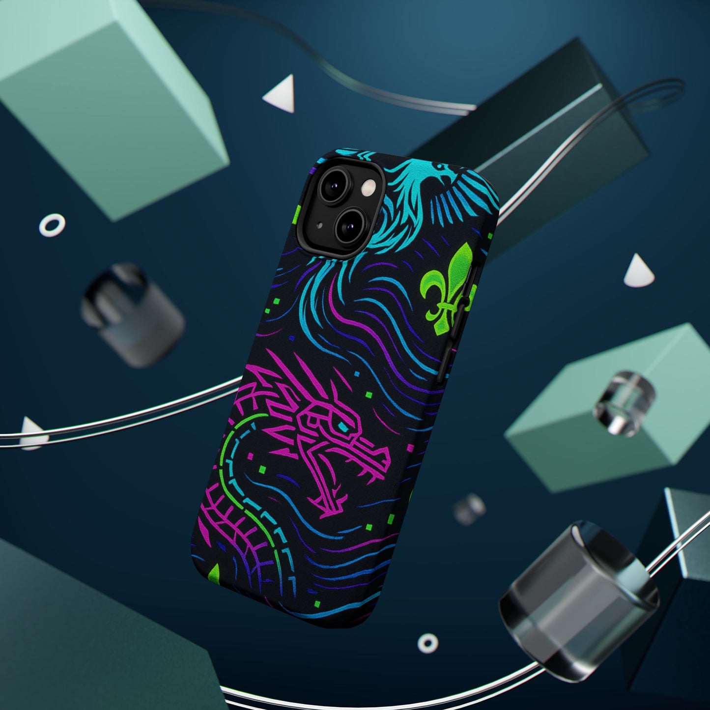 Dynamic Dragon Magnetic Phone Case | Colorful Floral Design | Gift for Gamers, Fantasy Lovers, Halloween, Unique Accessories