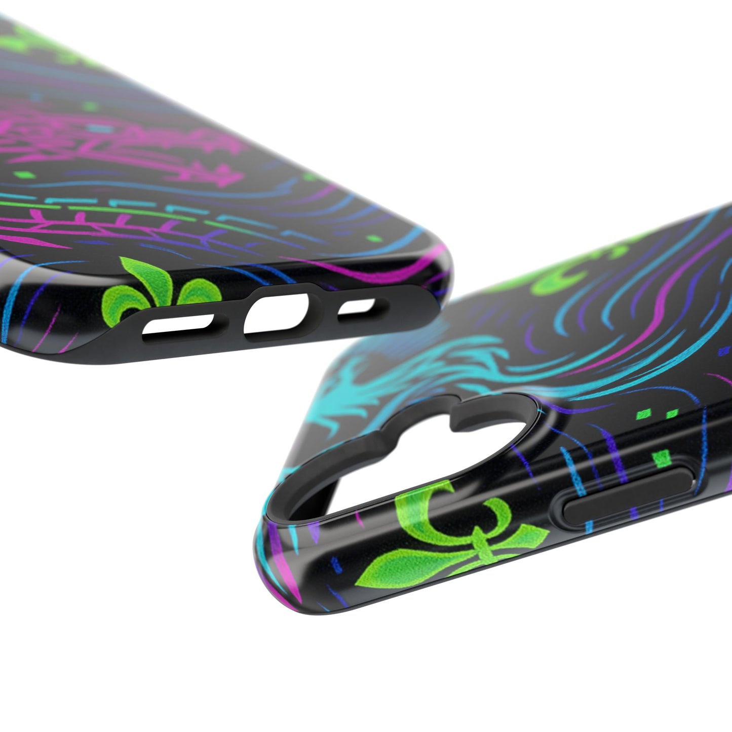 Dynamic Dragon Magnetic Phone Case | Colorful Floral Design | Gift for Gamers, Fantasy Lovers, Halloween, Unique Accessories