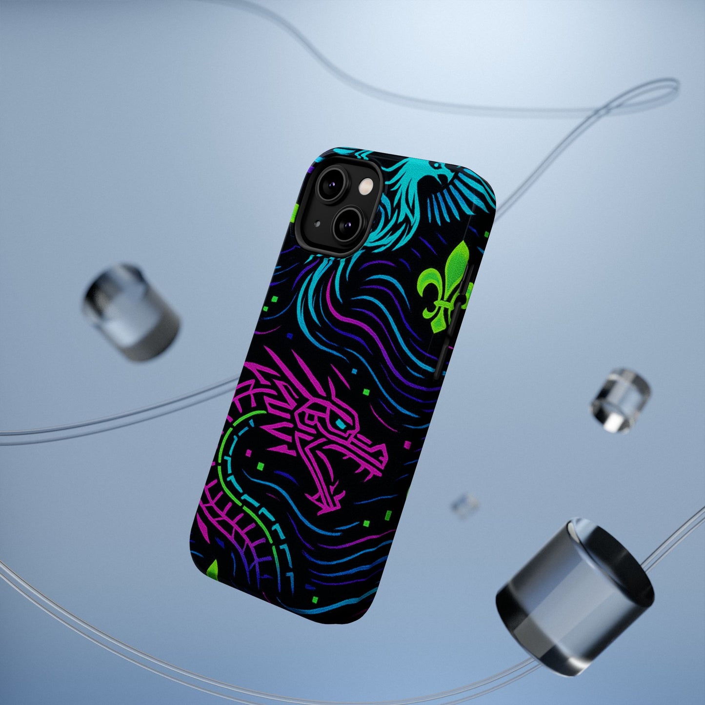 Dynamic Dragon Magnetic Phone Case | Colorful Floral Design | Gift for Gamers, Fantasy Lovers, Halloween, Unique Accessories