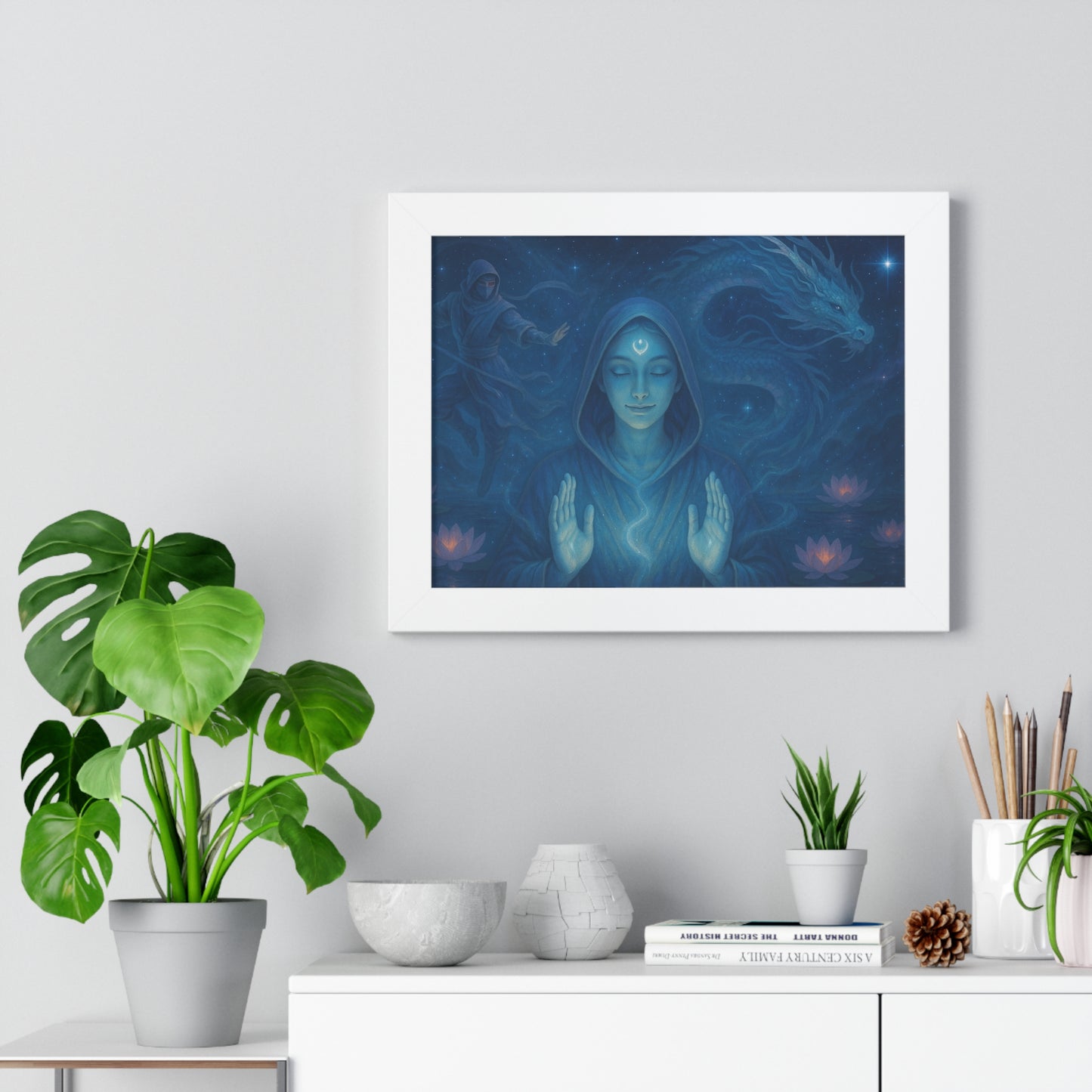 Mystical Framed Poster, Spiritual Wall Art, Meditative Decor, Fantasy Artwork, Mindfulness Gift, Home Aesthetic