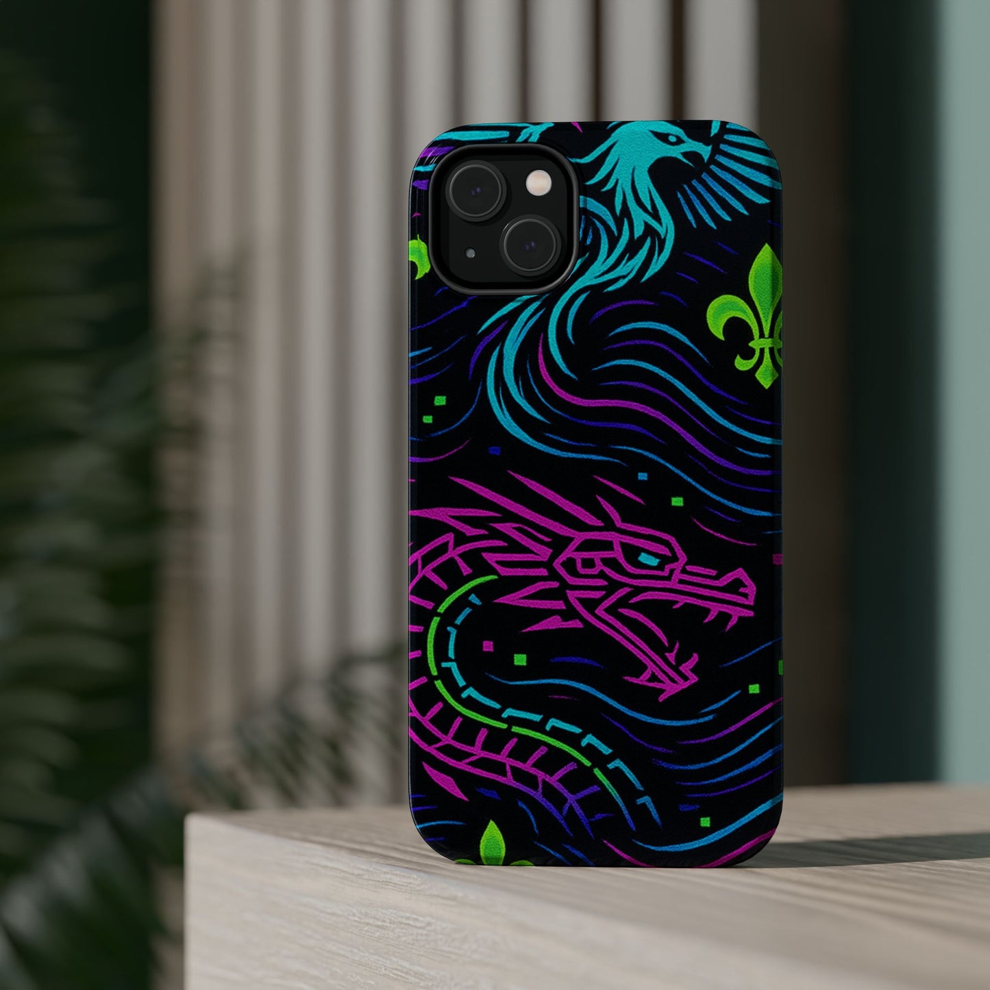 Dynamic Dragon Magnetic Phone Case | Colorful Floral Design | Gift for Gamers, Fantasy Lovers, Halloween, Unique Accessories