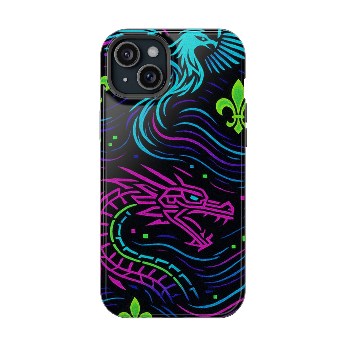 Dynamic Dragon Magnetic Phone Case | Colorful Floral Design | Gift for Gamers, Fantasy Lovers, Halloween, Unique Accessories