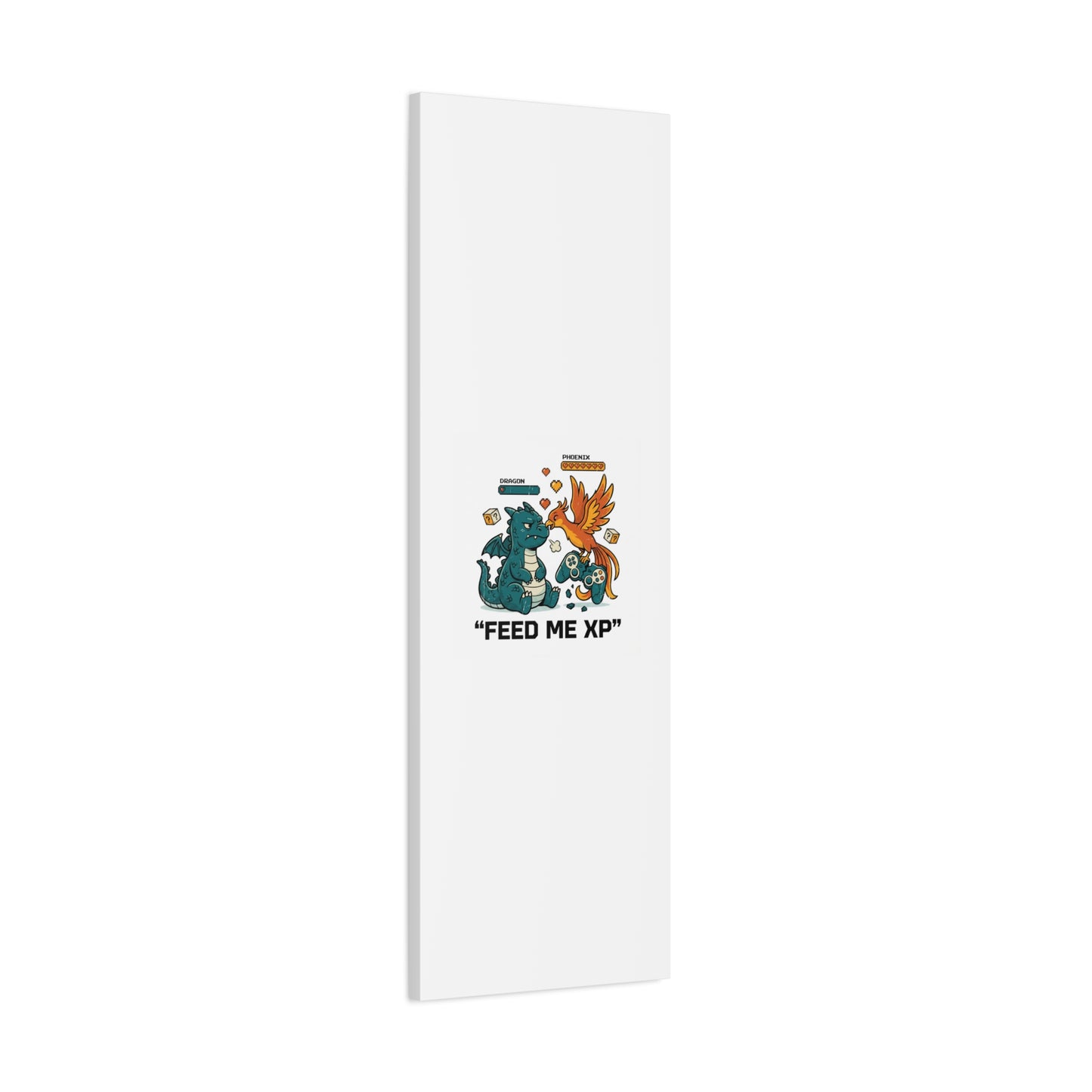 Feed Me XP Canvas | Gamer Dragon Phoenix Wall Art, Neon Meme Skate Style