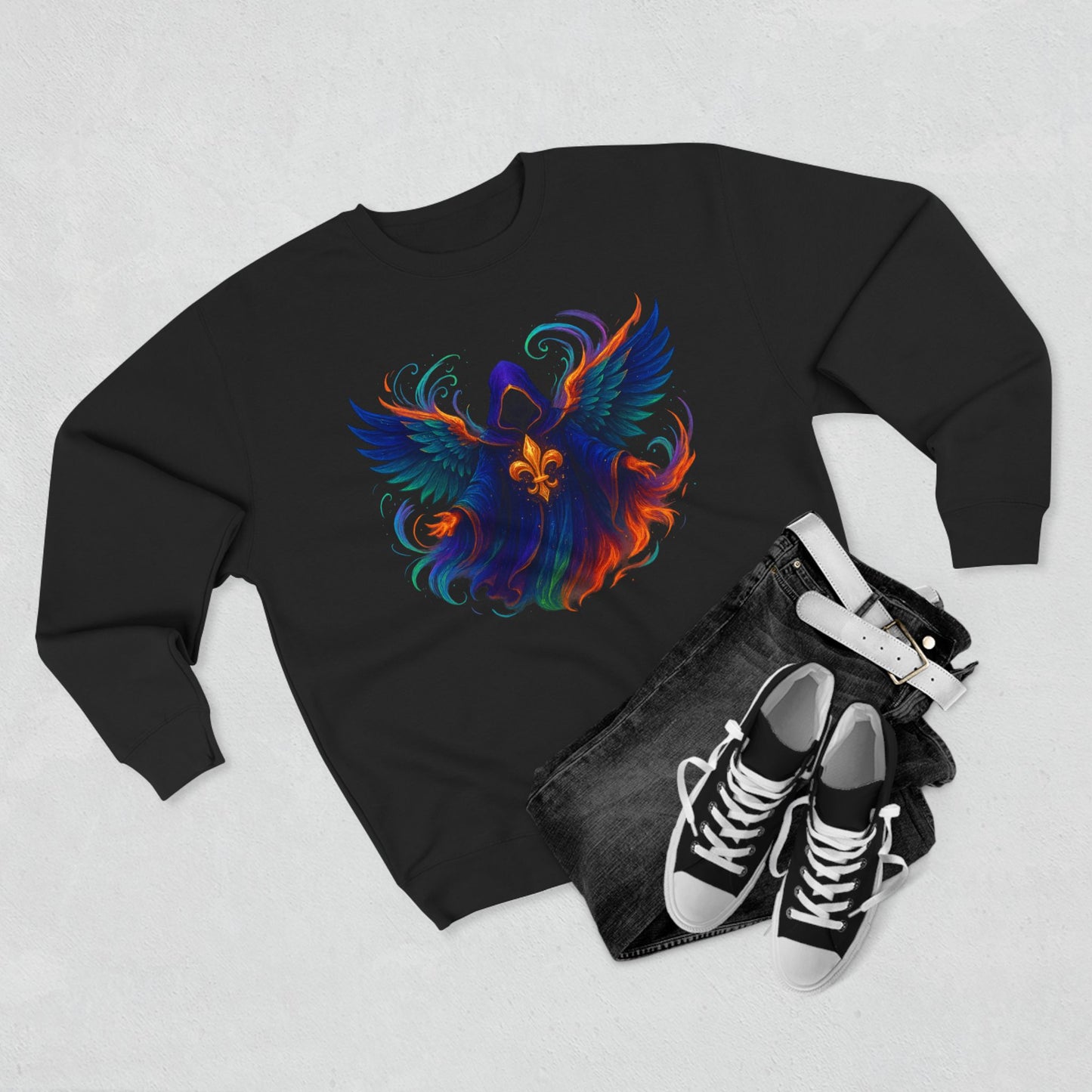 Mystical Angel Sweatshirt - Cozy Apparel, Unisex Crewneck, Spiritual Gift, Boho Style, Unique Graphic Design