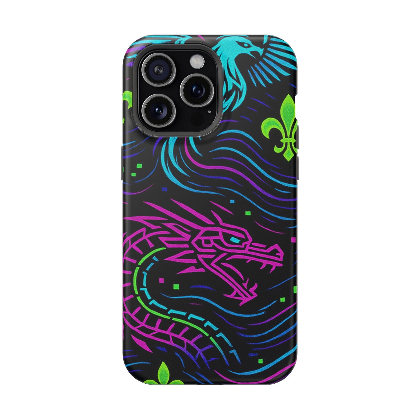 Dynamic Dragon Magnetic Phone Case | Colorful Floral Design | Gift for Gamers, Fantasy Lovers, Halloween, Unique Accessories