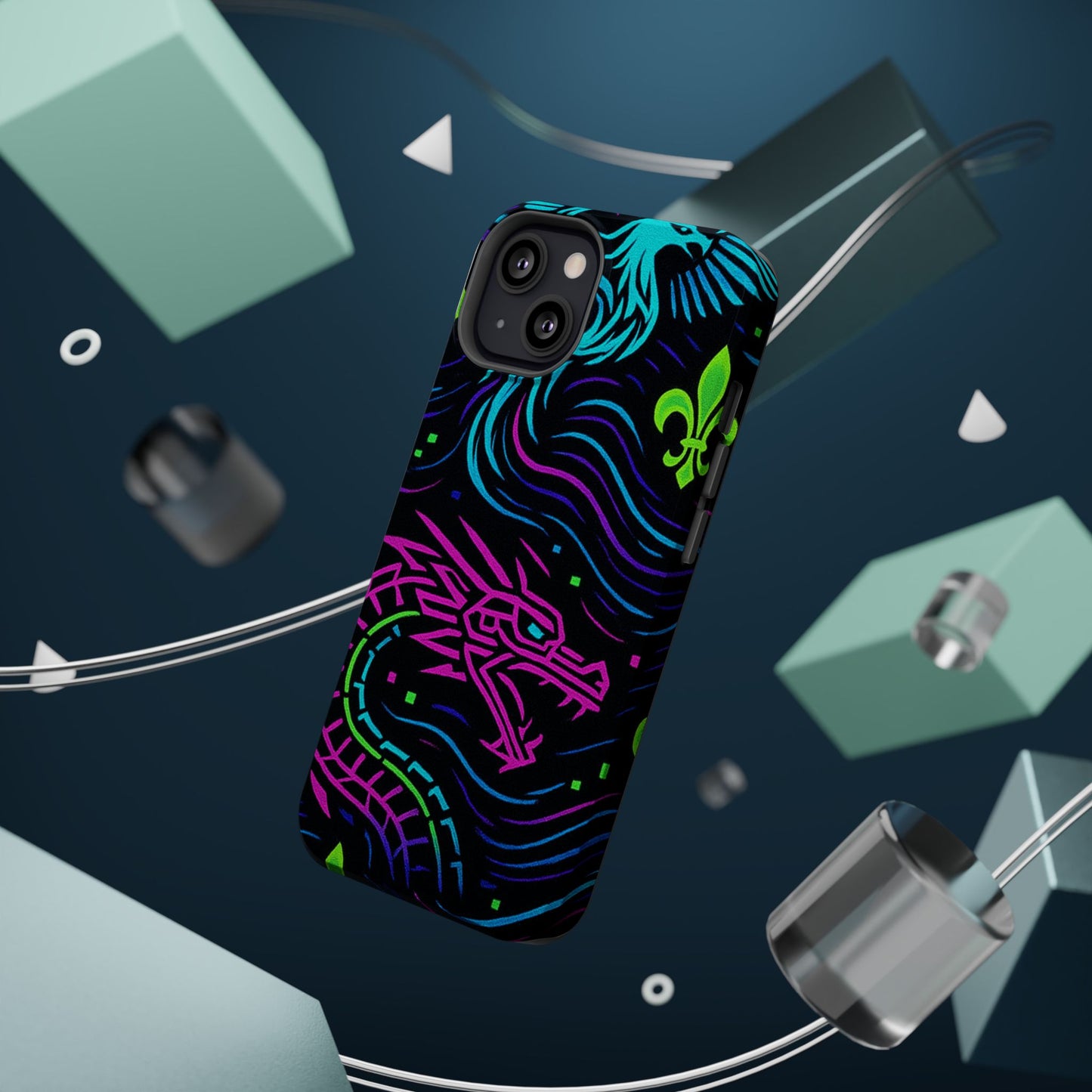 Dynamic Dragon Magnetic Phone Case | Colorful Floral Design | Gift for Gamers, Fantasy Lovers, Halloween, Unique Accessories