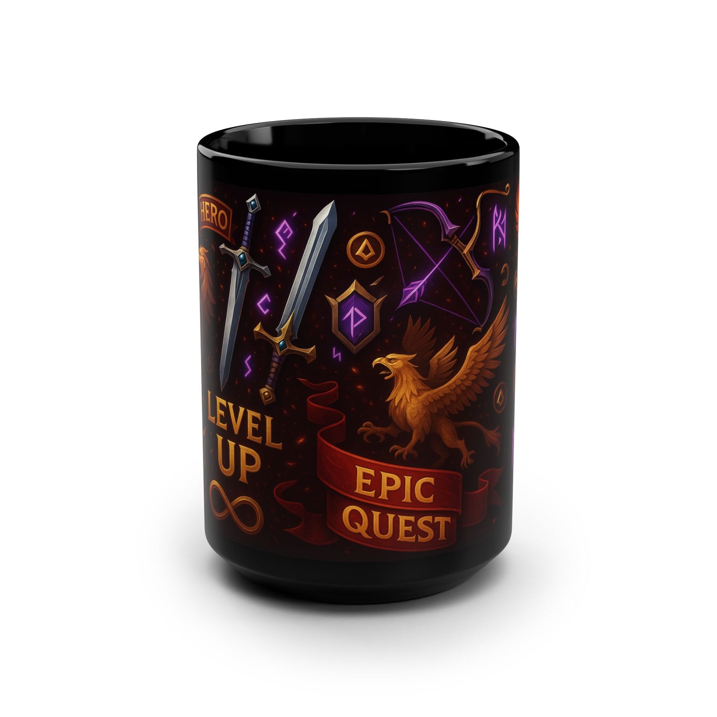 Epic Quest Gamer Mug, Fantasy Coffee Cup, Level Up Drinkware, Dungeons & Dragons Gift, Role-Playing Game Mug