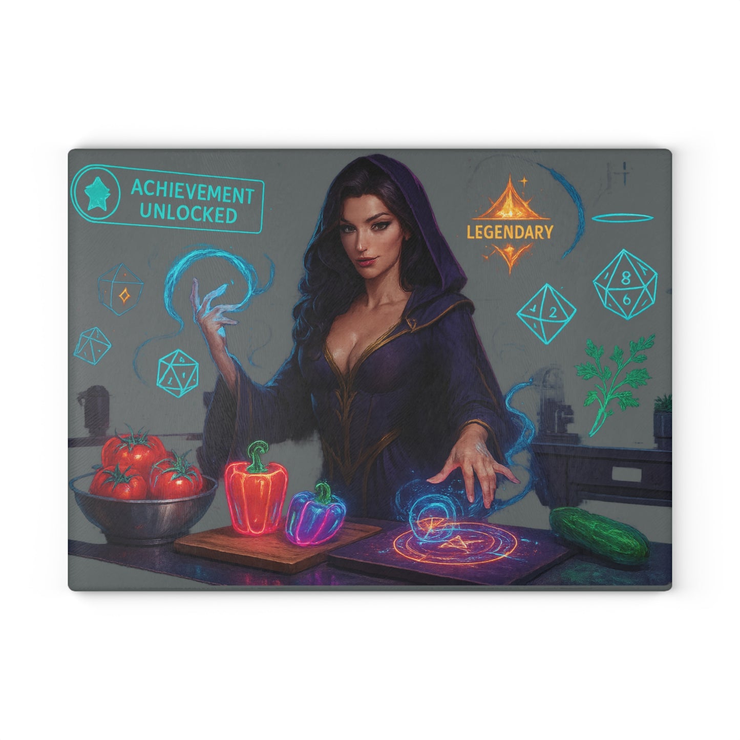 Mystical Glass Cutting Board | Magical Kitchen Decor, Gift for Chefs, Fantasy Cooking Board, Unique Housewarming Gift, Achievement Unlocked