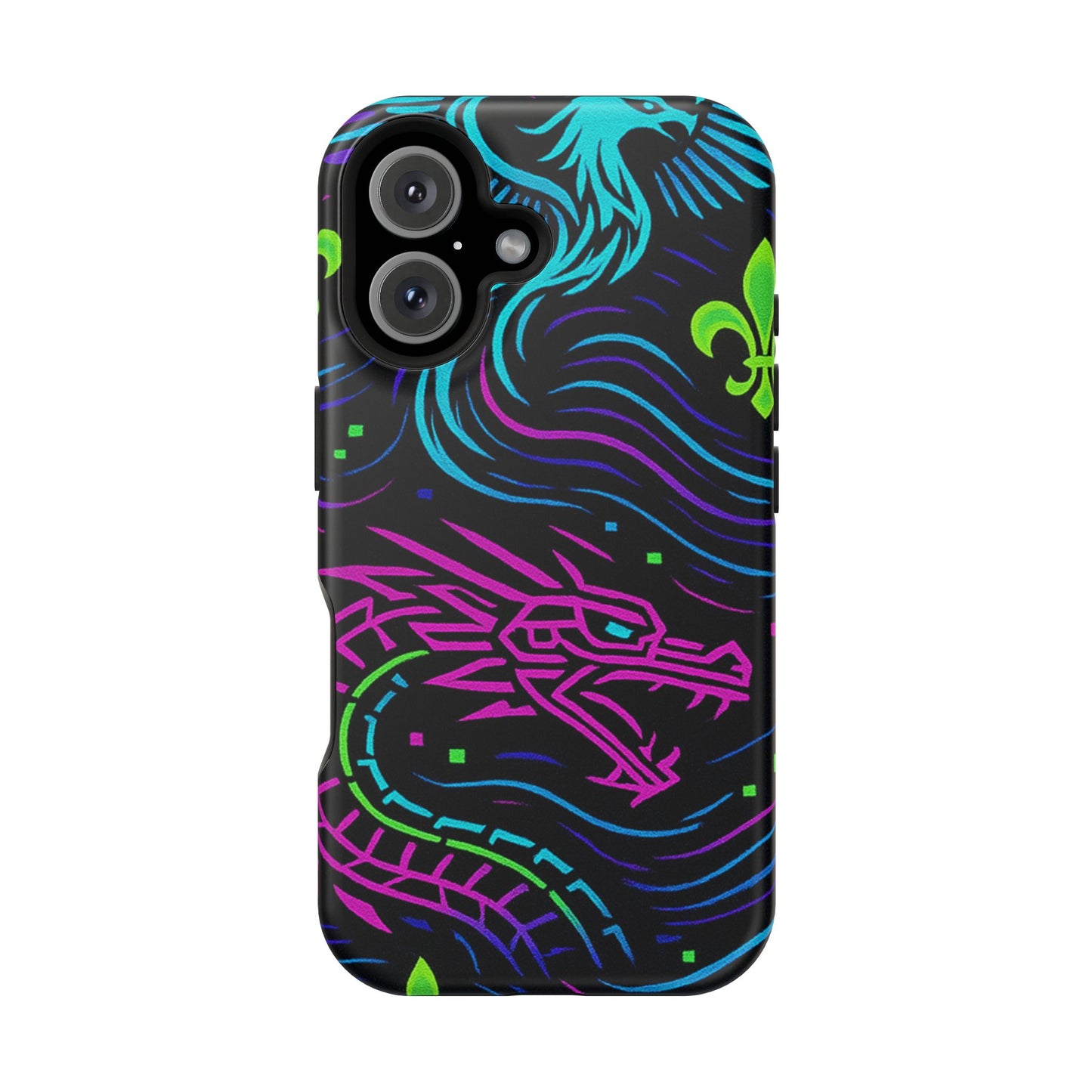 Dynamic Dragon Magnetic Phone Case | Colorful Floral Design | Gift for Gamers, Fantasy Lovers, Halloween, Unique Accessories