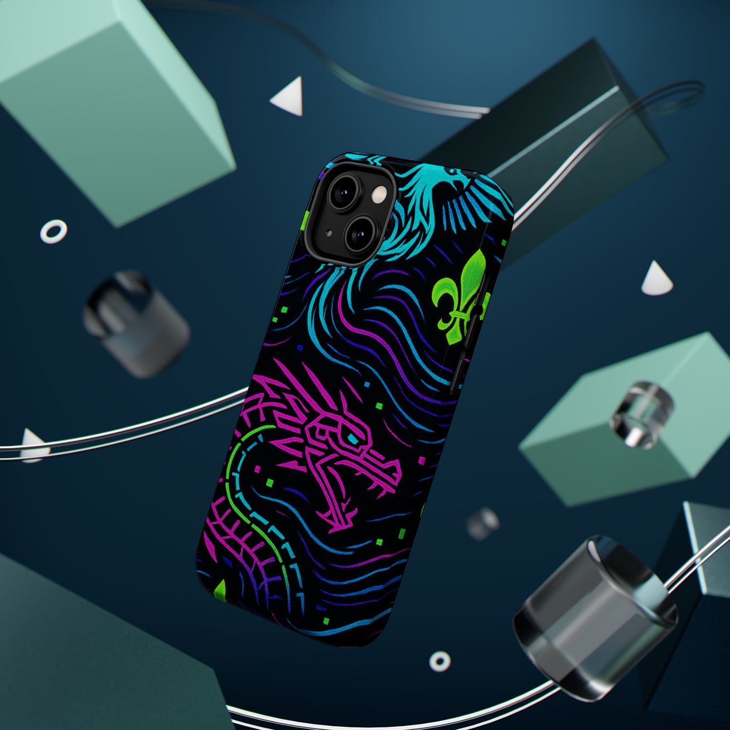 Dynamic Dragon Magnetic Phone Case | Colorful Floral Design | Gift for Gamers, Fantasy Lovers, Halloween, Unique Accessories
