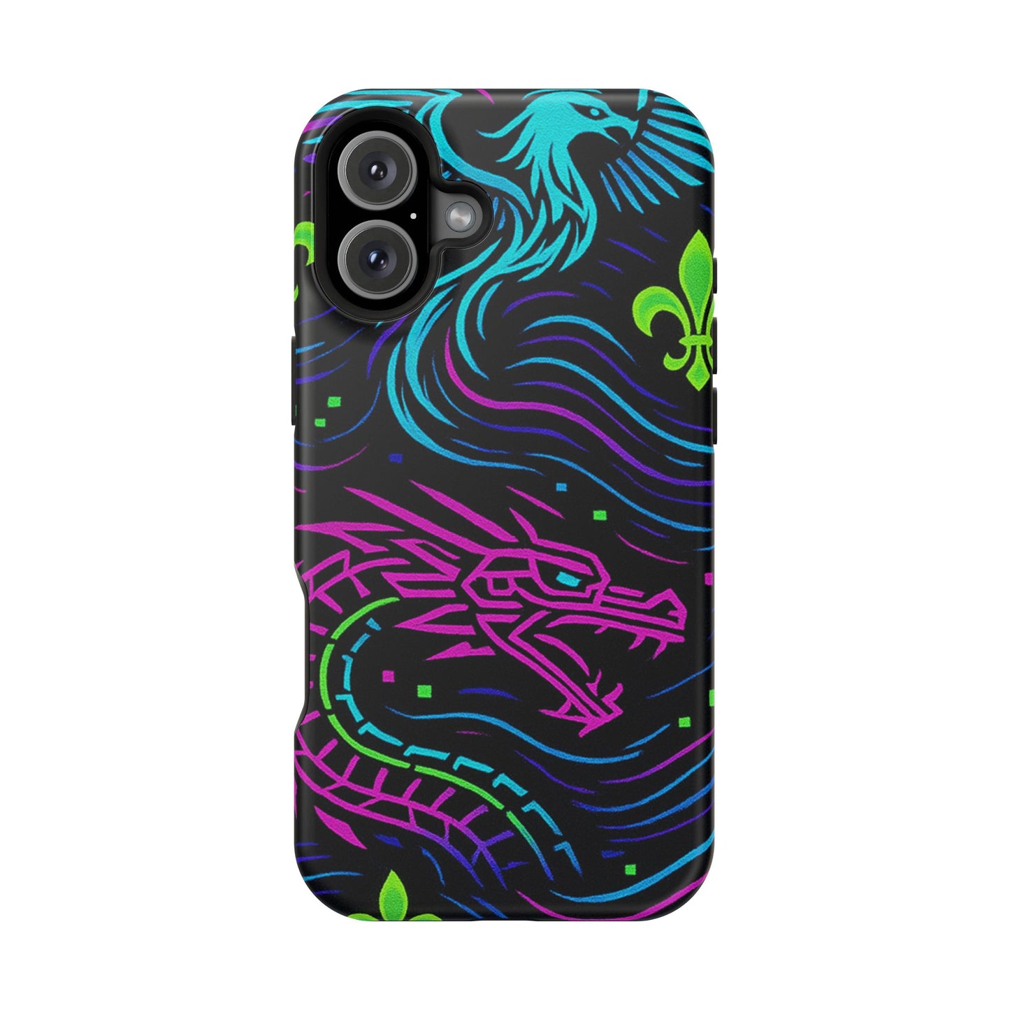 Dynamic Dragon Magnetic Phone Case | Colorful Floral Design | Gift for Gamers, Fantasy Lovers, Halloween, Unique Accessories