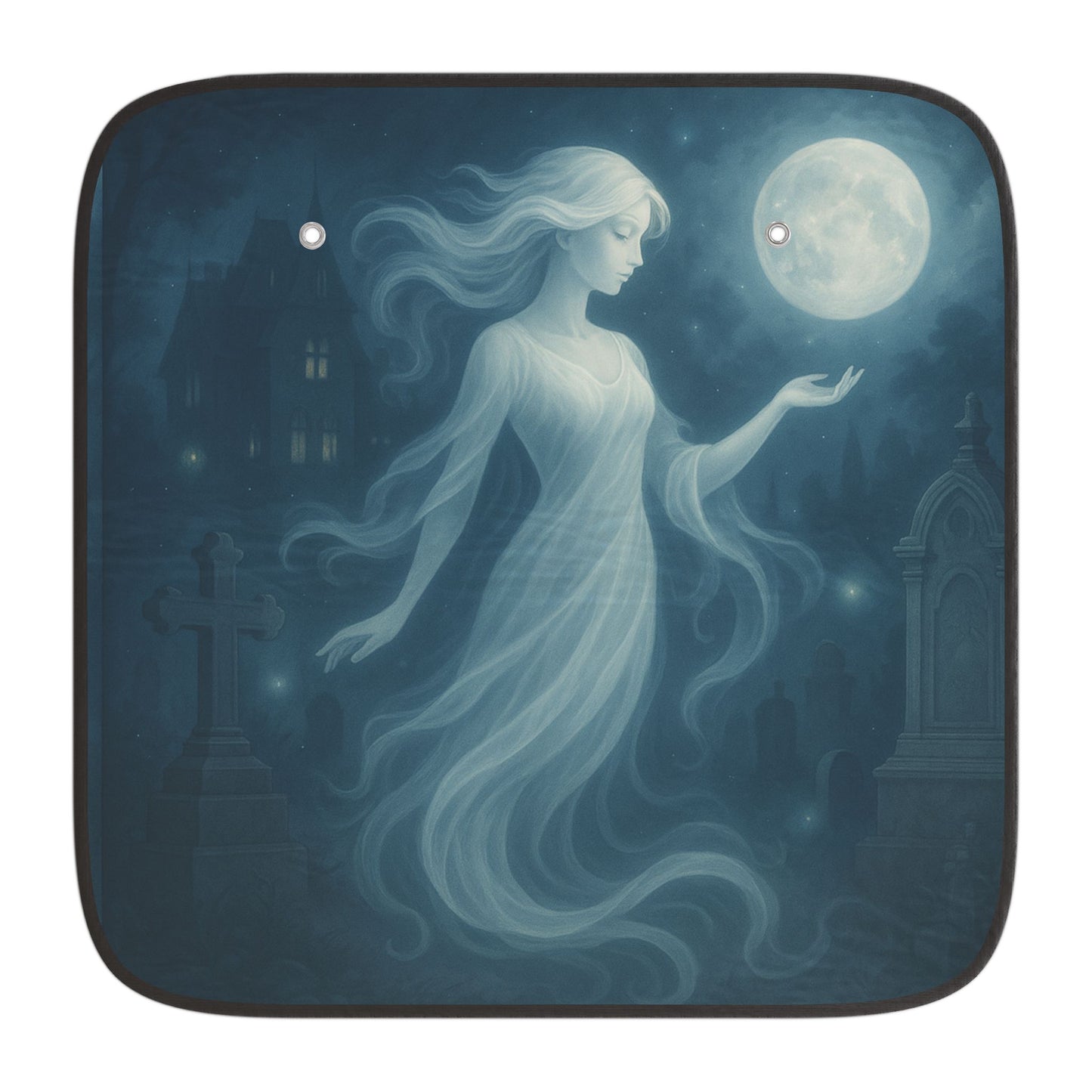 Ethereal Car Sun Shades - Ghostly Moonlit Design, UV Protection, Perfect for Halloween, Road Trips, Unique Gift Idea