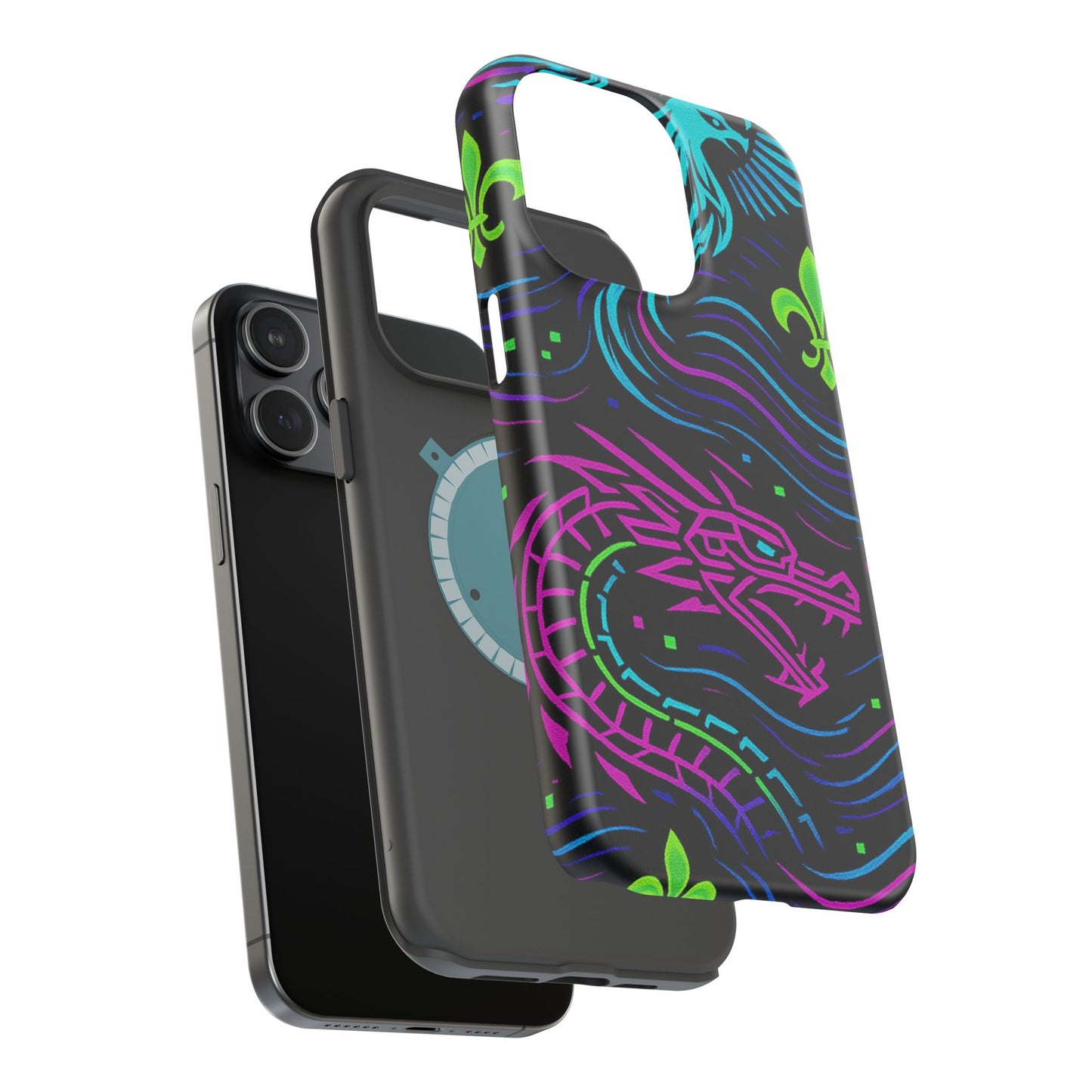 Dynamic Dragon Magnetic Phone Case | Colorful Floral Design | Gift for Gamers, Fantasy Lovers, Halloween, Unique Accessories