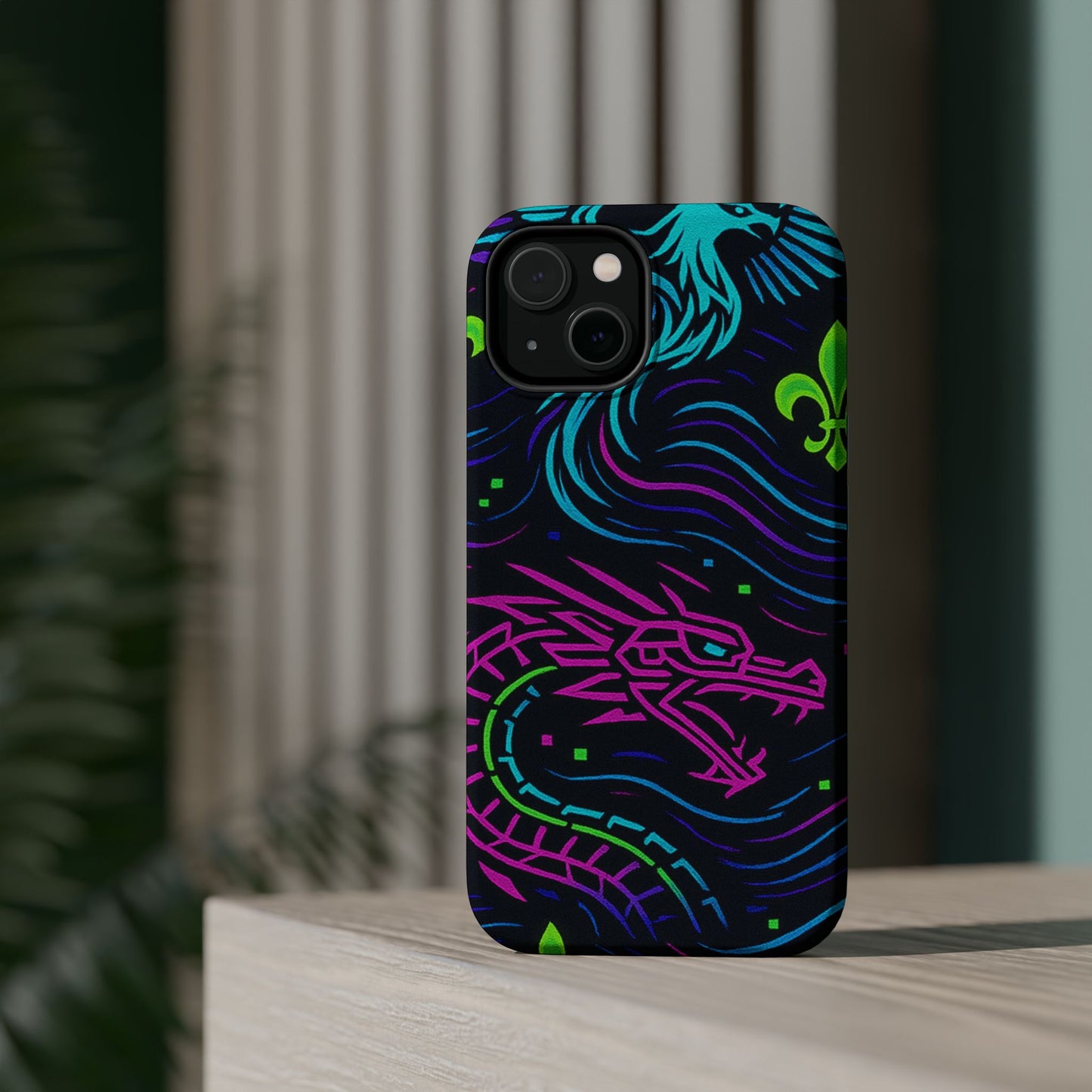 Dynamic Dragon Magnetic Phone Case | Colorful Floral Design | Gift for Gamers, Fantasy Lovers, Halloween, Unique Accessories